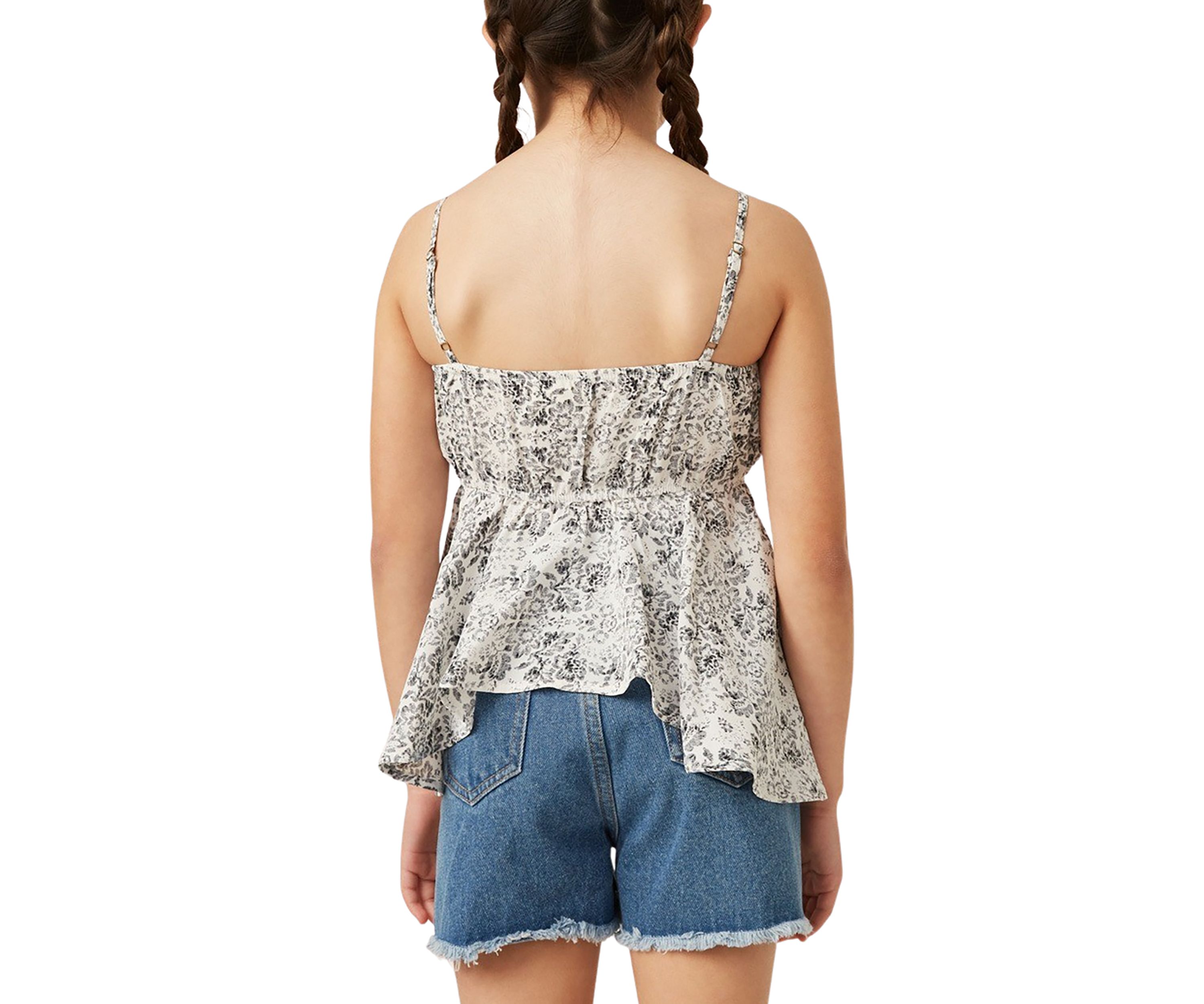Girls 4-6x Floral Print Peplum Tank Top