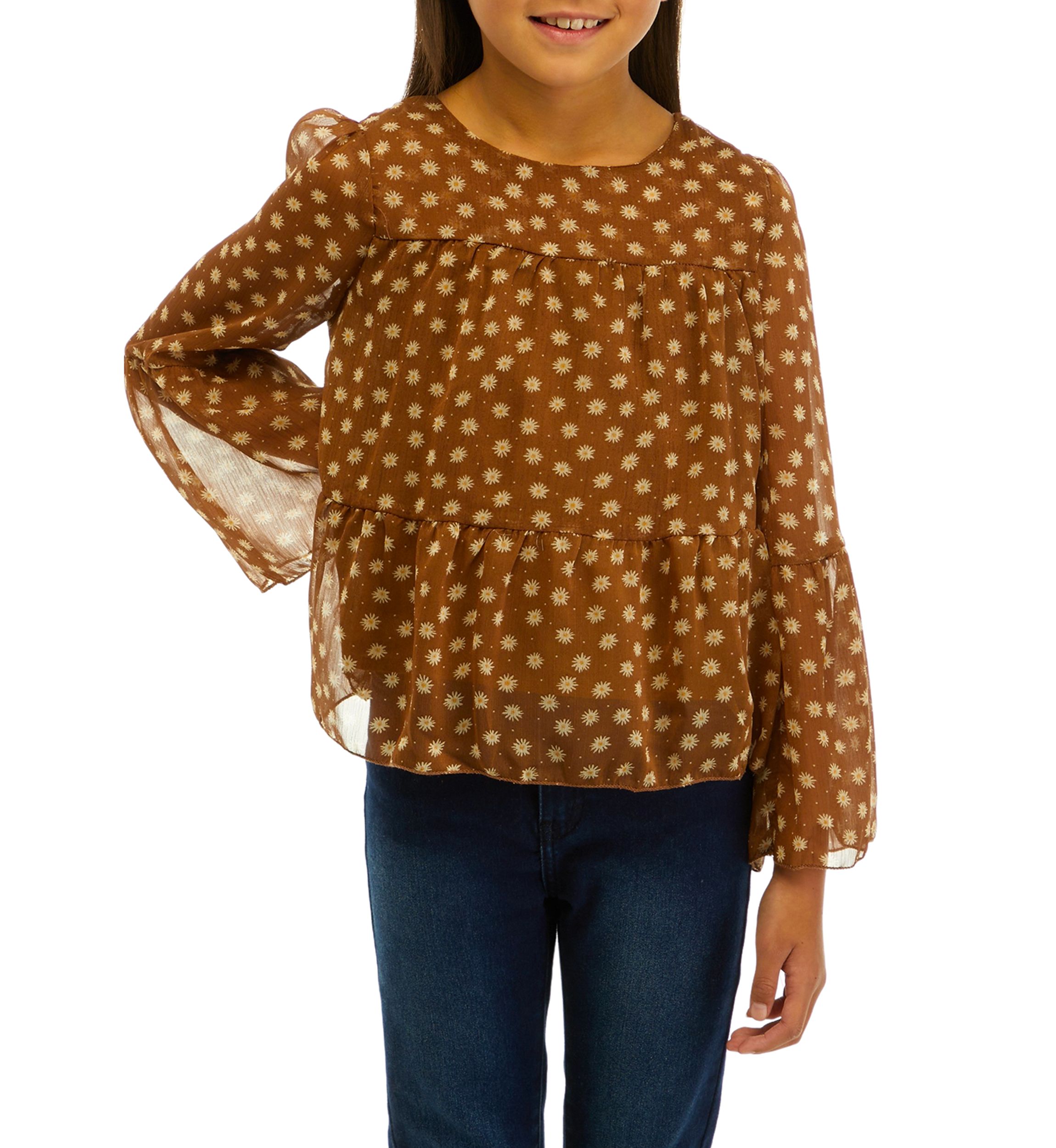 Girls 7-16 Daisy Printed Top