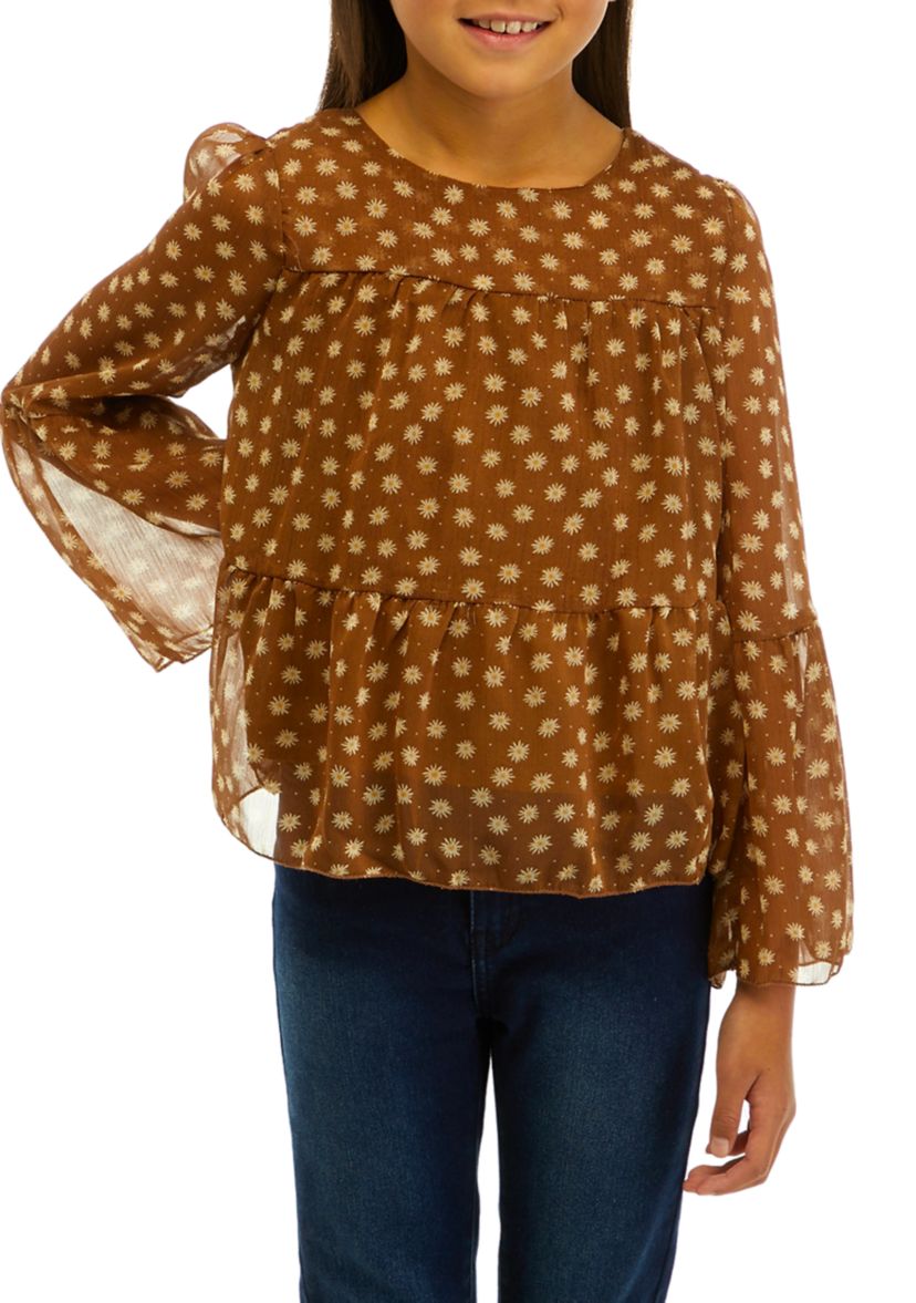 Girls 7-16 Daisy Printed Top
