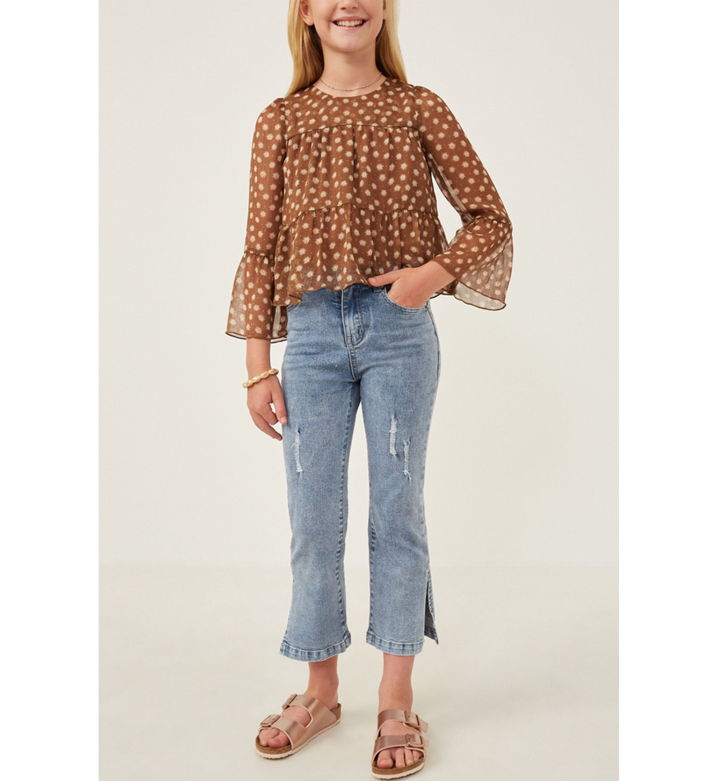 Girls 7-16 Daisy Printed Top
