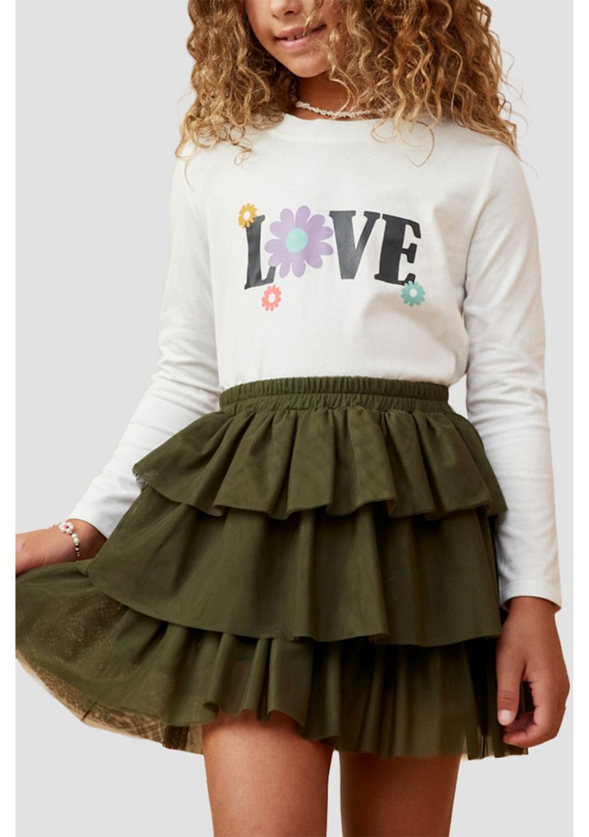 Girls 7-16 Tiered Mesh Skirt