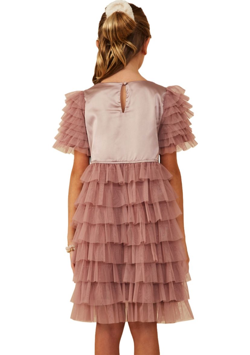 Girls 7-16 Lustrous Tulle Tiered Dress
