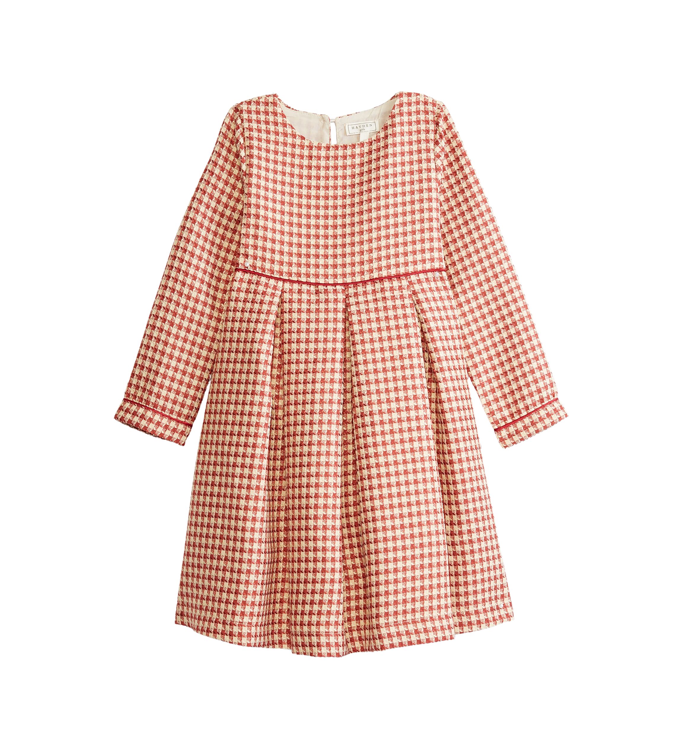 Girls 7-16 Houndstooth Color Block Dress