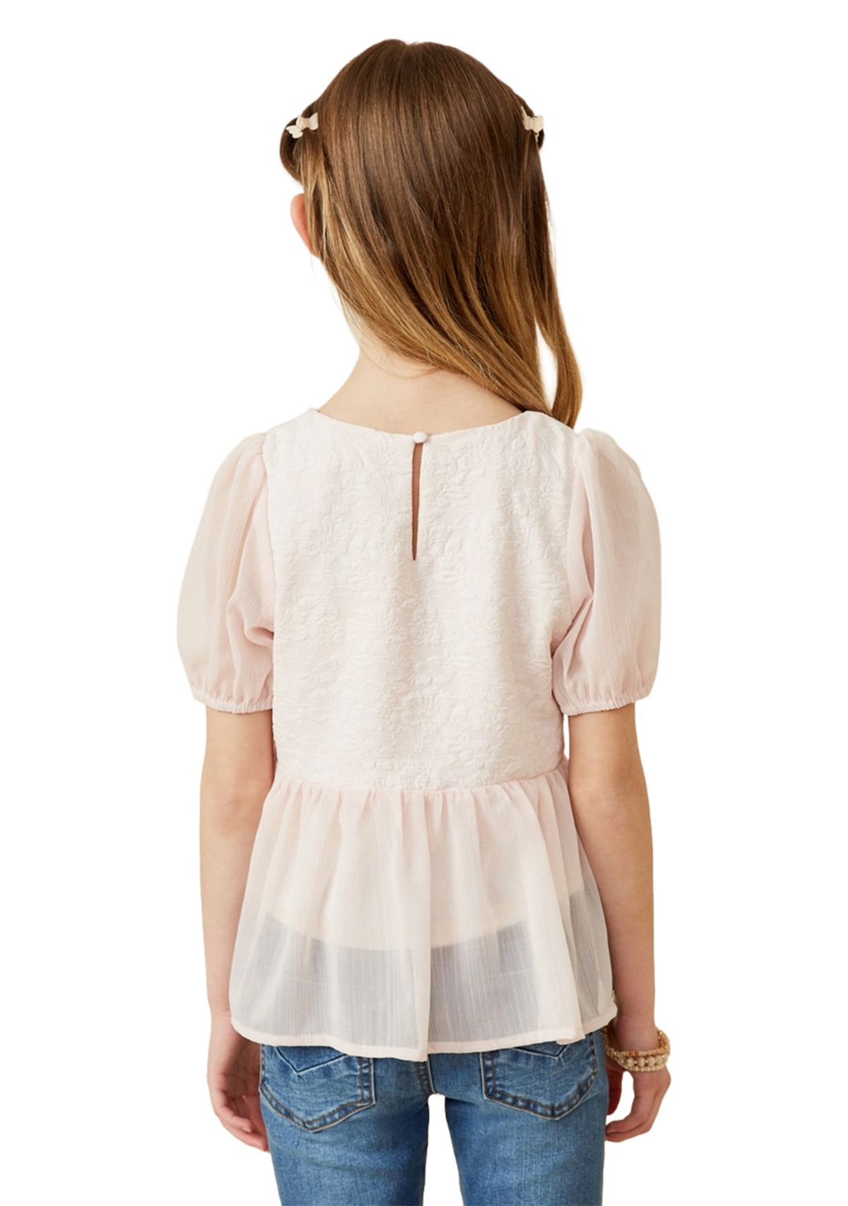 Girls 7-16 Floral Contrast Panel Top