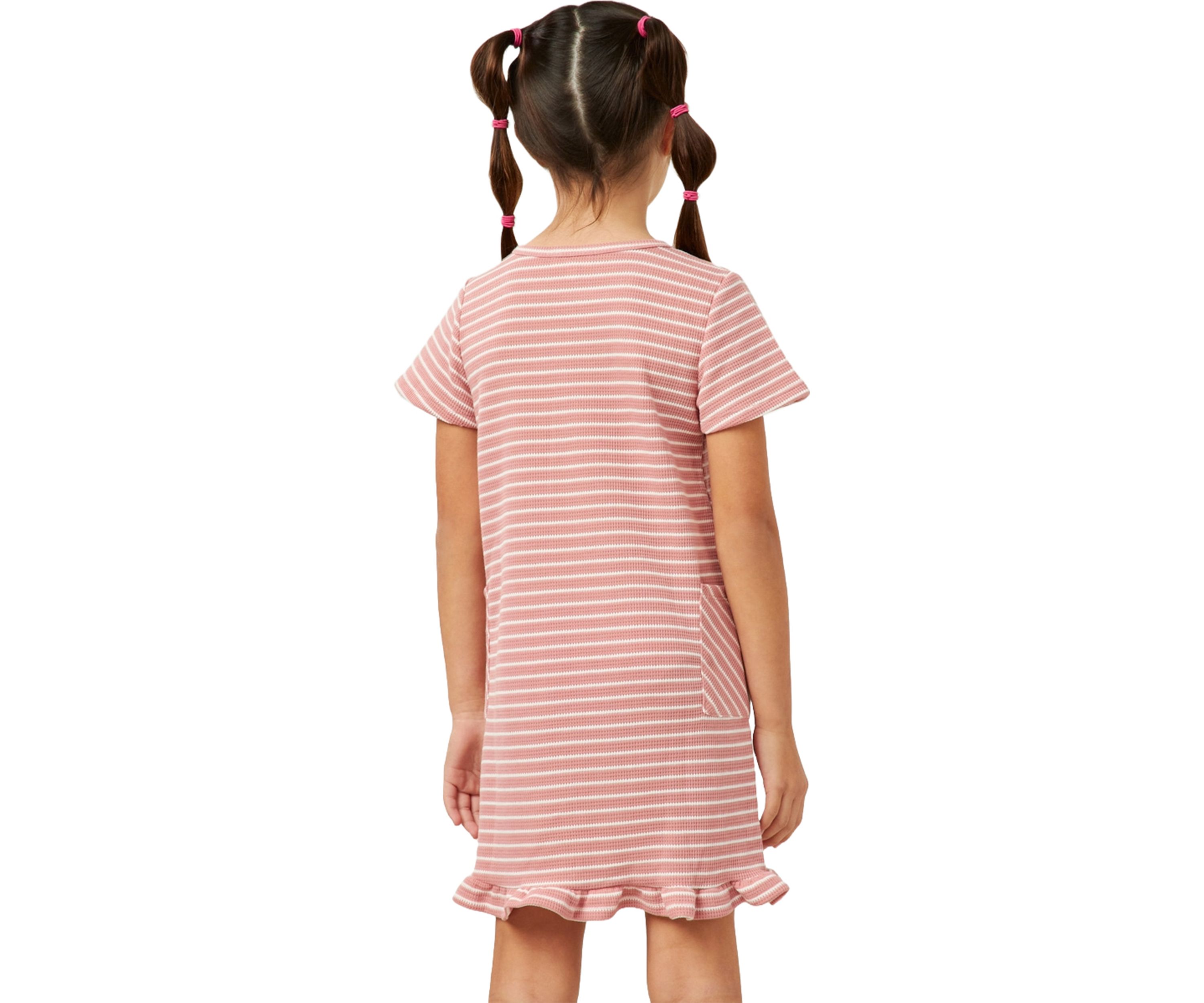 Girls 7-16 Waffle Knit Stripe Dress with Ruffle Hem