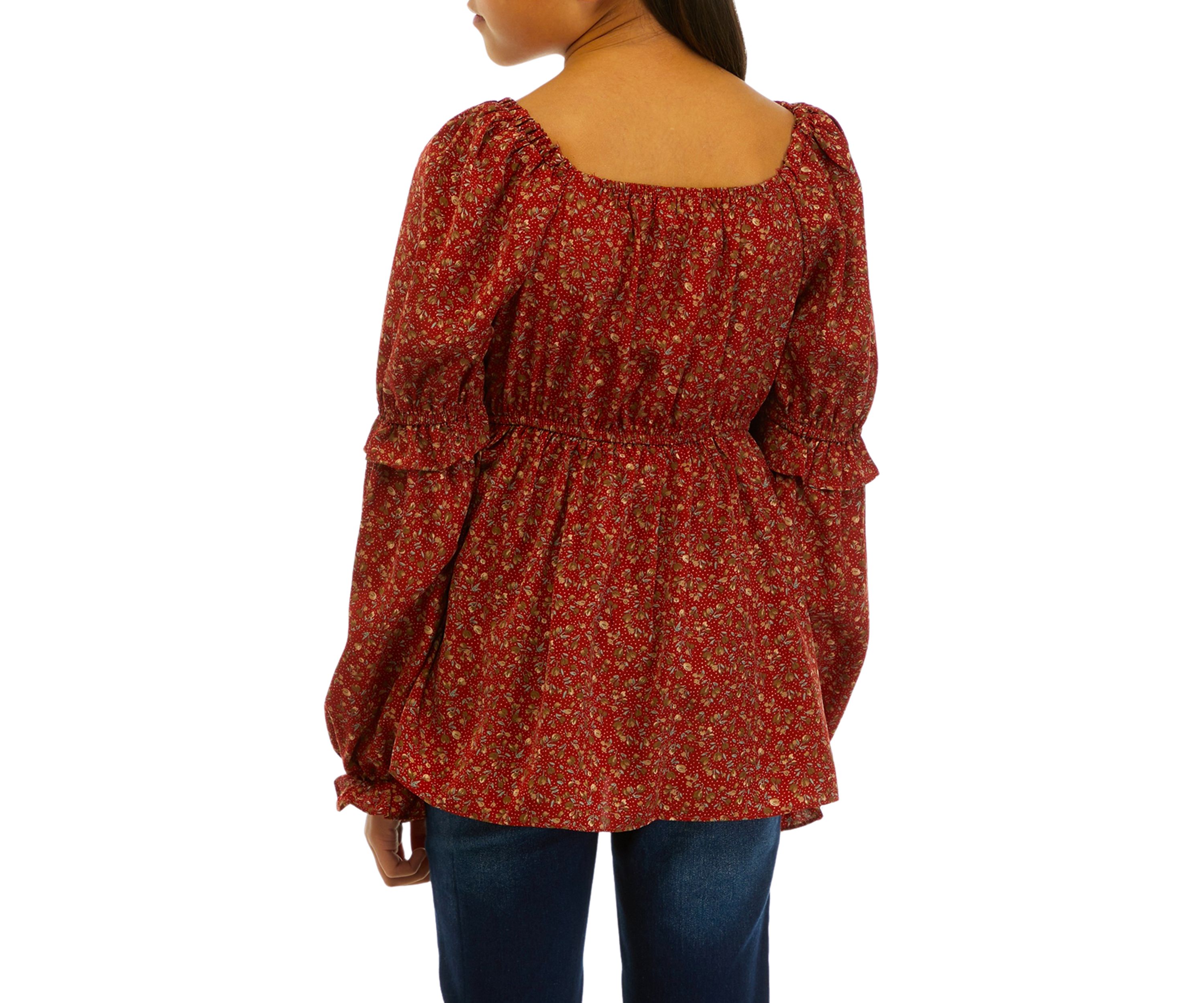 Girls 7-16 Long Sleeve Smocked Top
