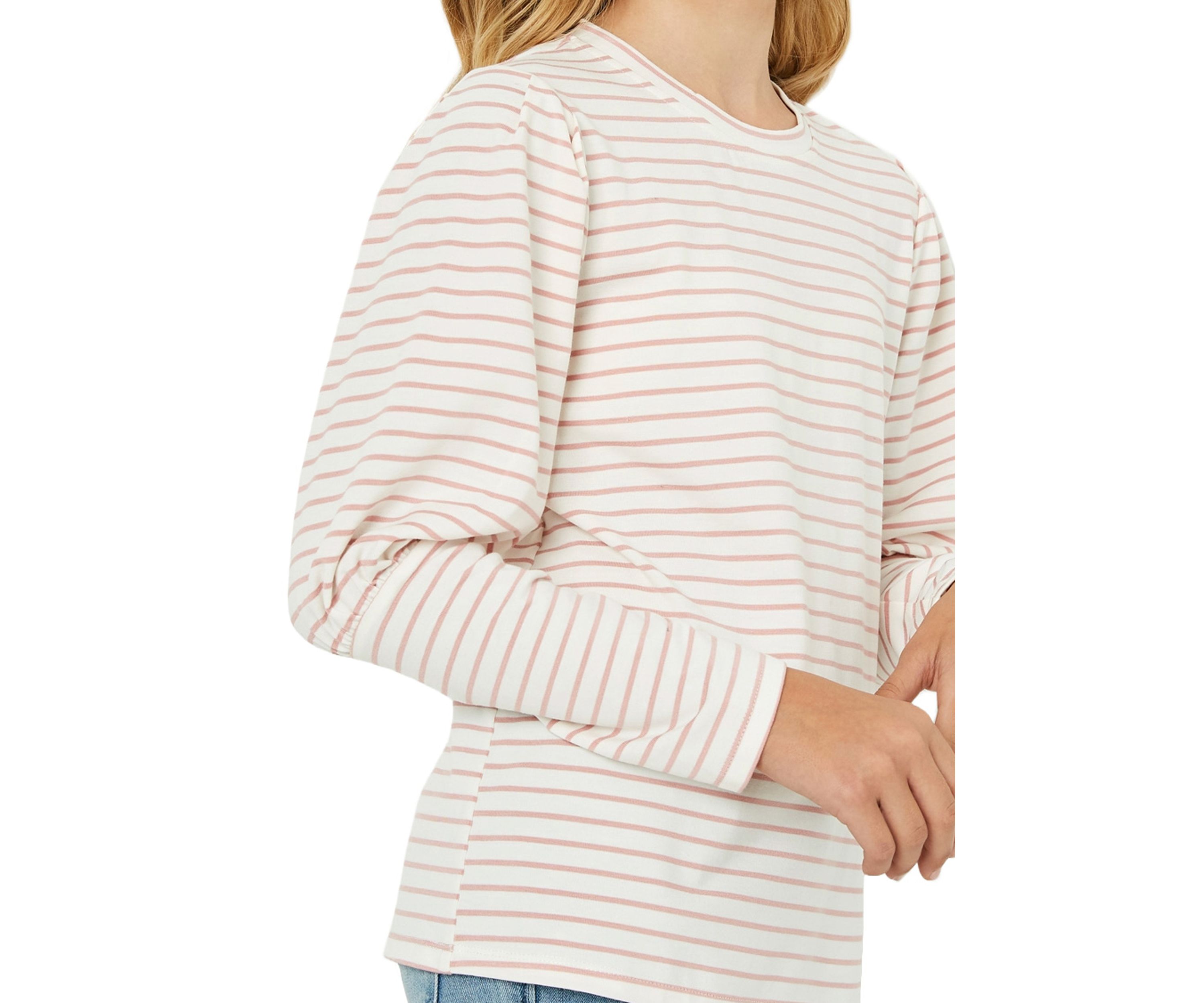 Girls 7-16 Striped Long Sleeve Puff Shoulder T-Shirt