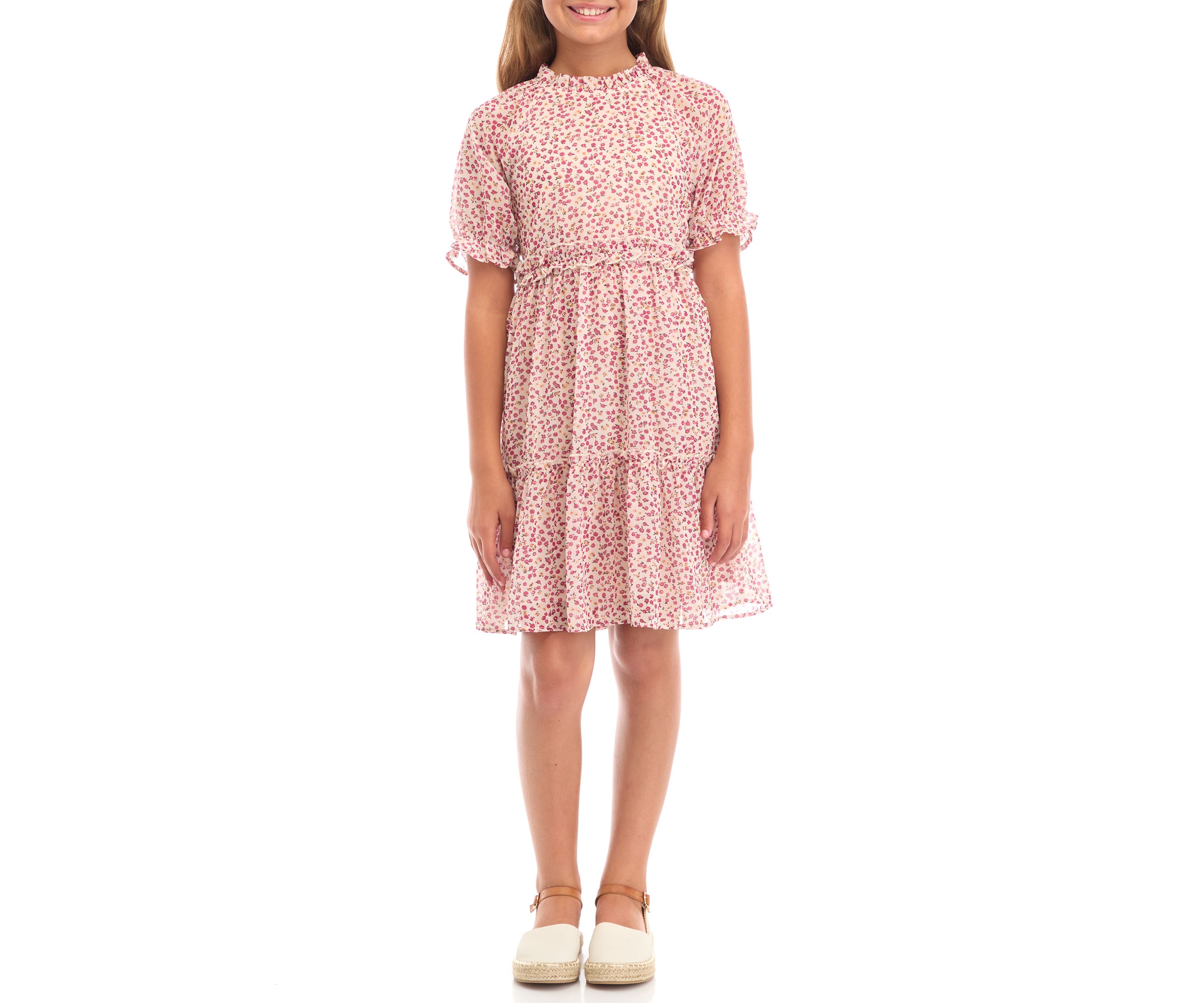 Girls 7-16 Ditsy Floral Ruffle Detail Dress