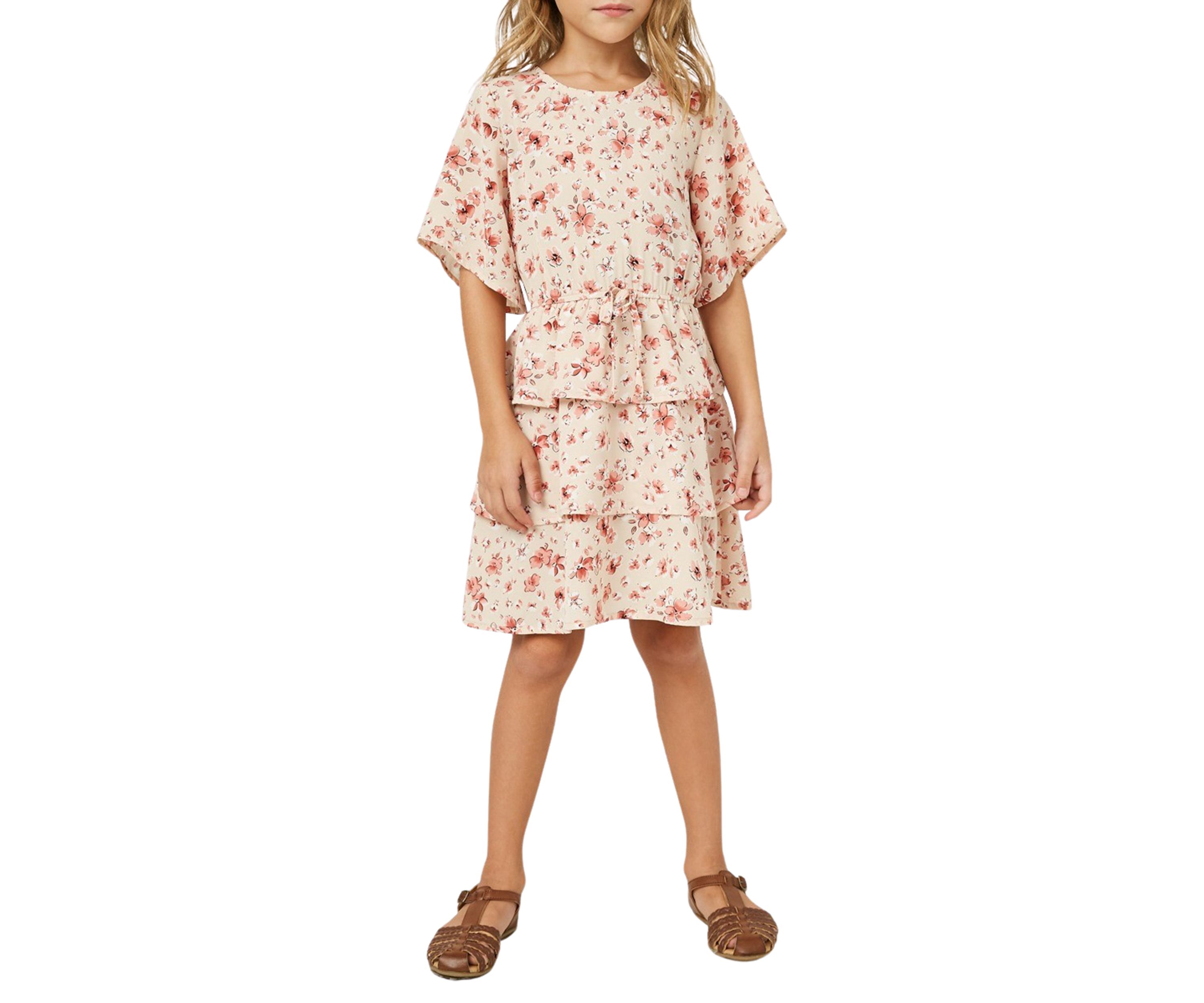 Girls 7-16 Floral Printed Tiered Dress