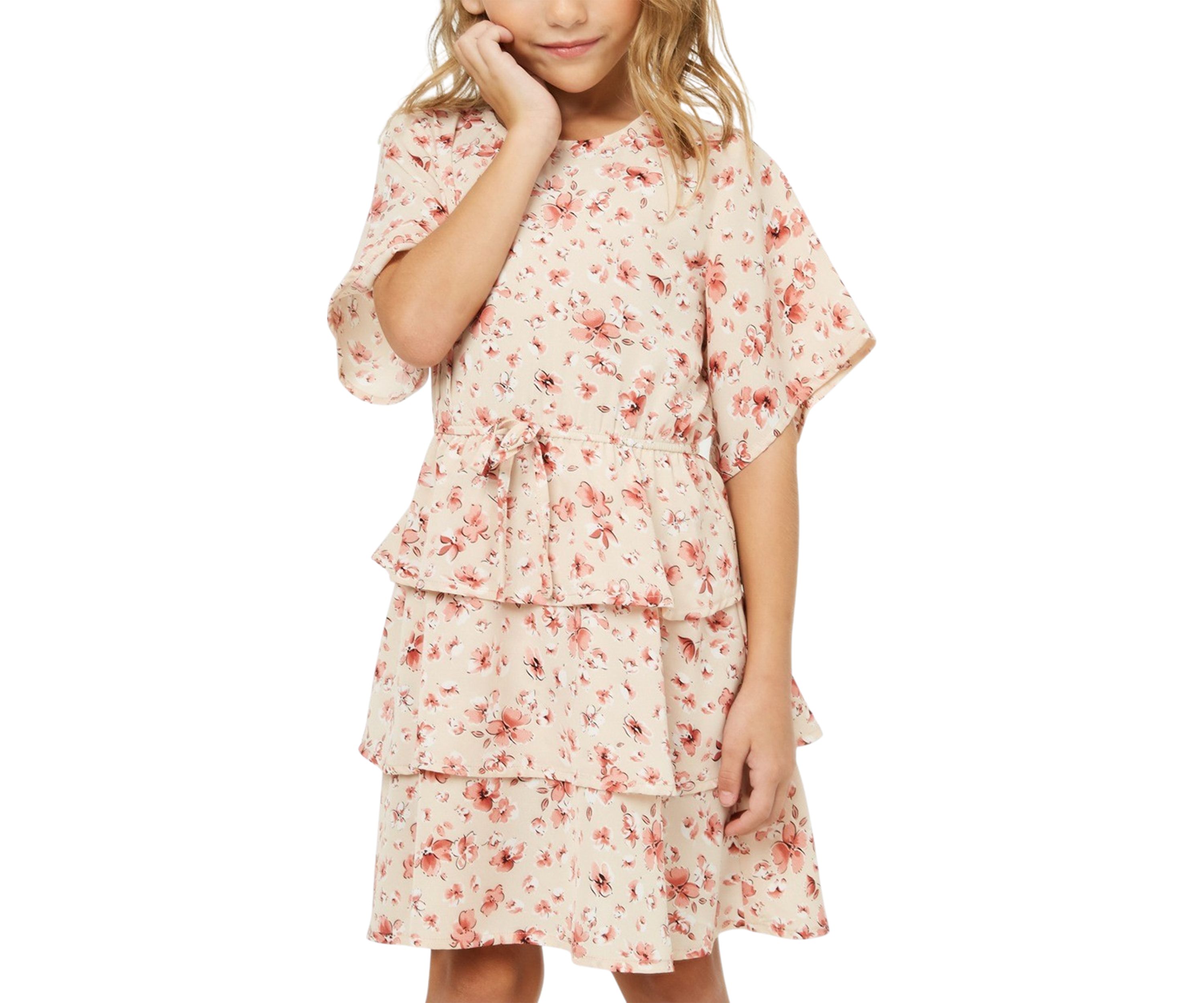 Girls 7-16 Floral Printed Tiered Dress