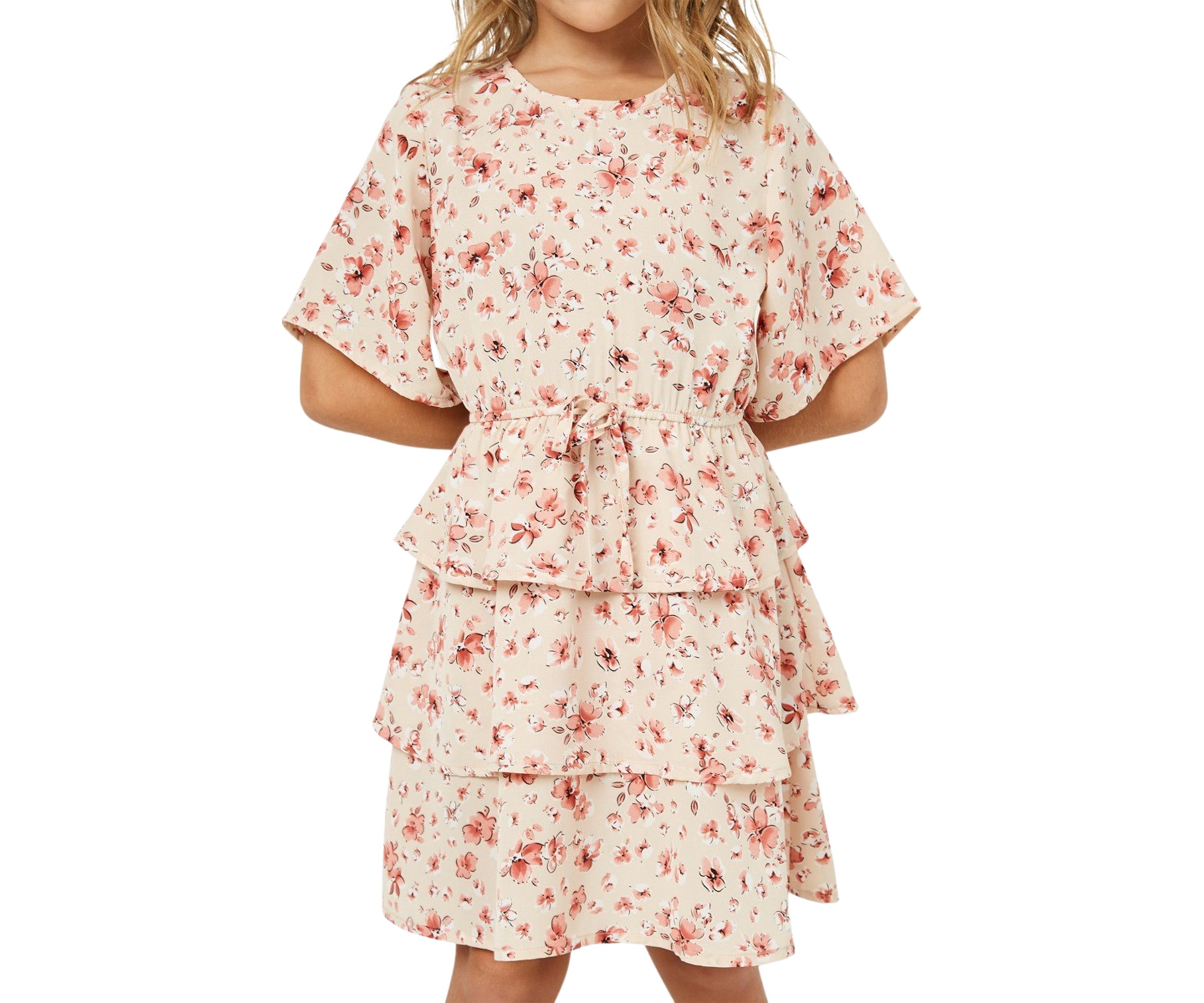 Girls 7-16 Floral Printed Tiered Dress