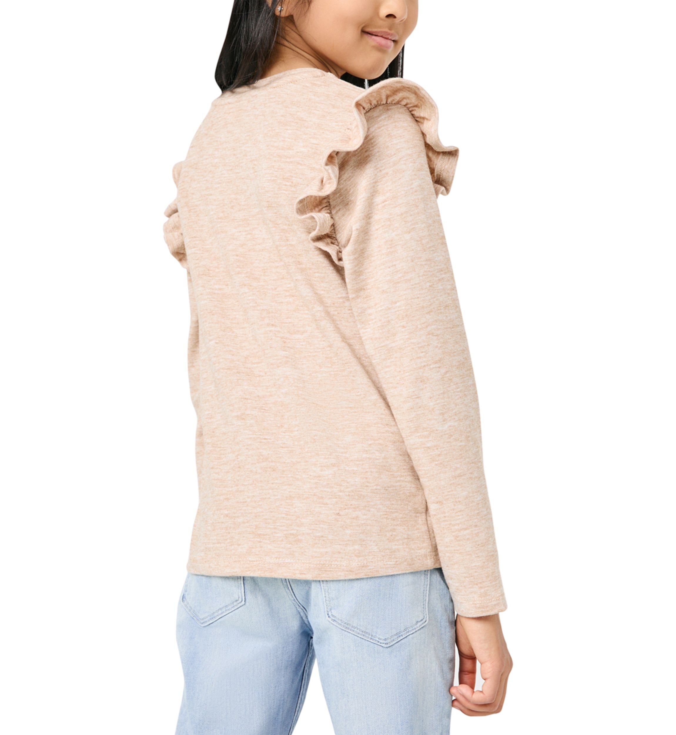 Girls 7-16 Ruffled Long Sleeve Pocket Top