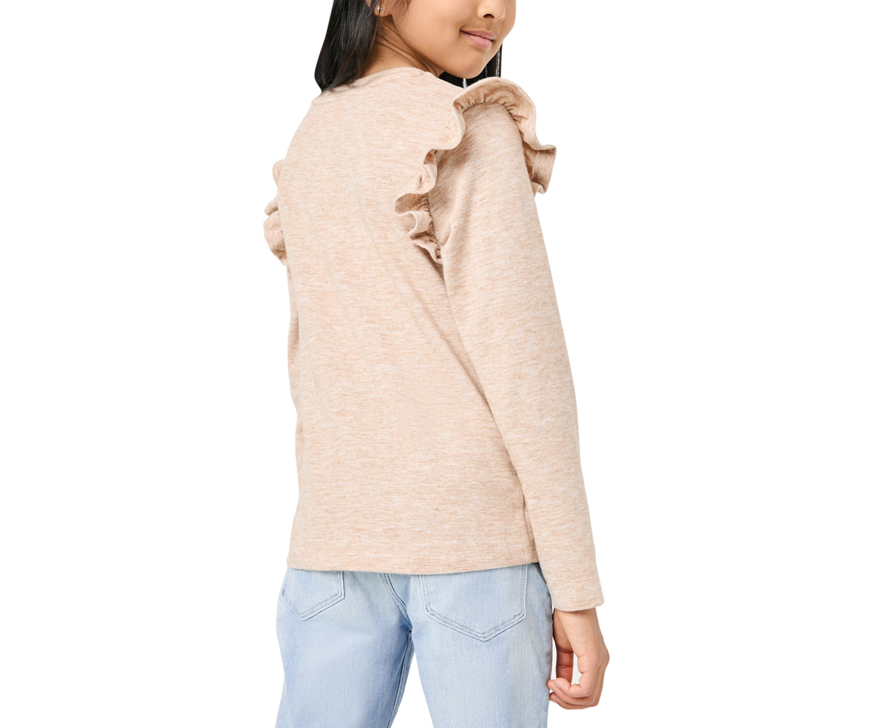 Girls 7-16 Ruffled Long Sleeve Pocket Top