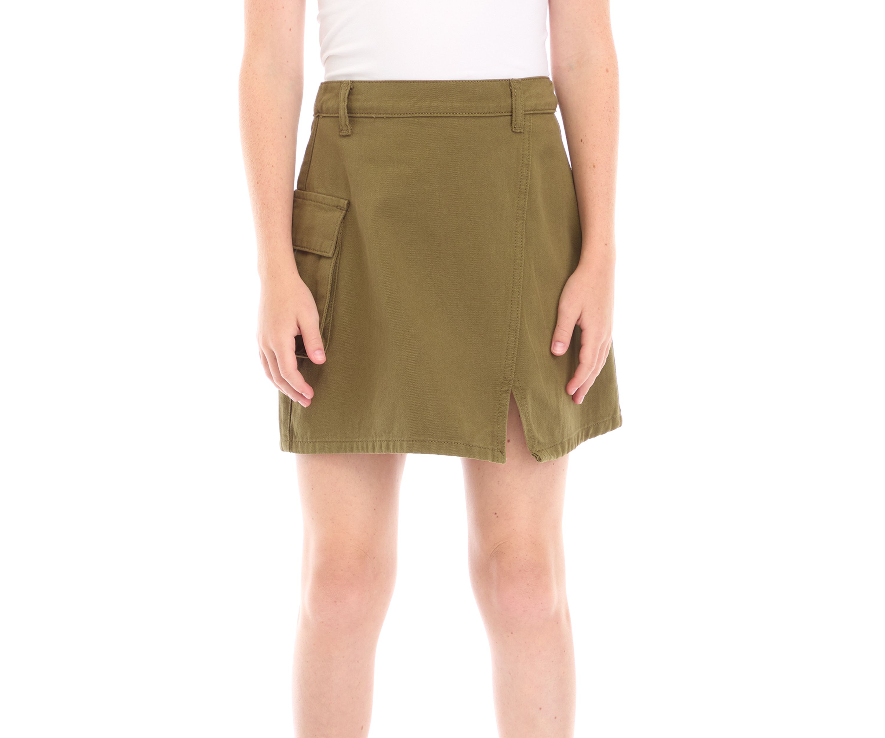 Girls 7-16 Overdyed Washed Wrapped Cargo Skirt