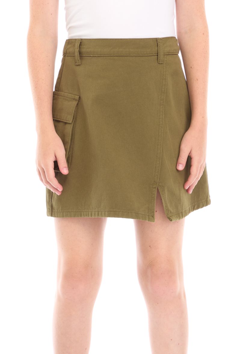 Girls 7-16 Overdyed Washed Wrapped Cargo Skirt