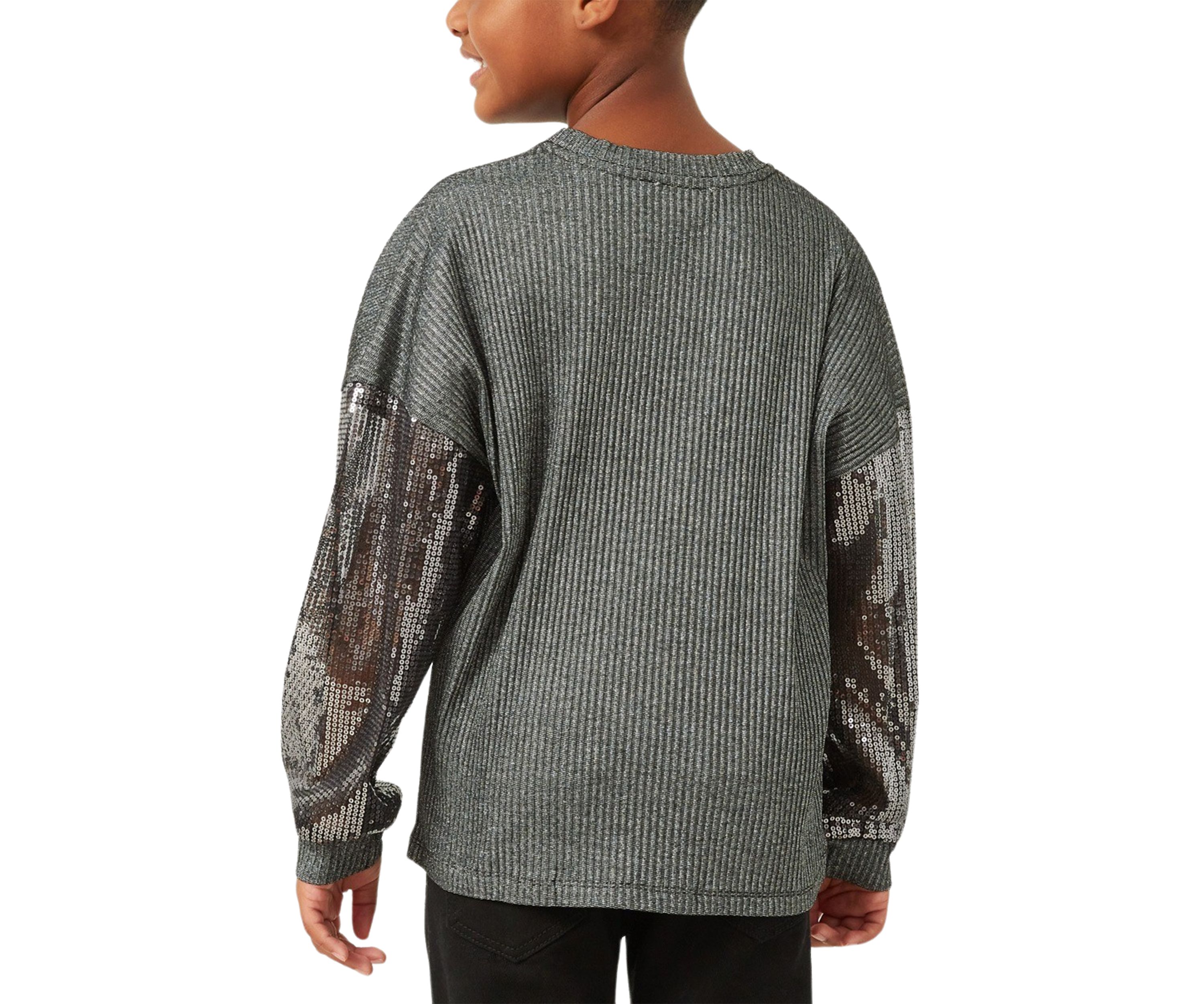 Girls 4-6x Sequin Metallic Ribbed Top
