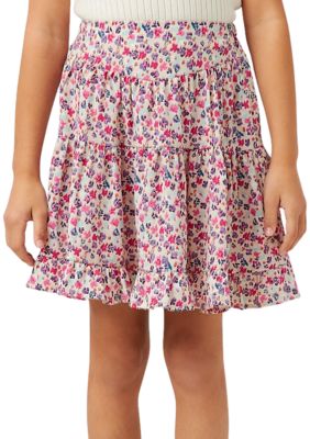 Hayden Toddler Girls Ditsy Floral Printed Ruffle Skirt, Pink, Large