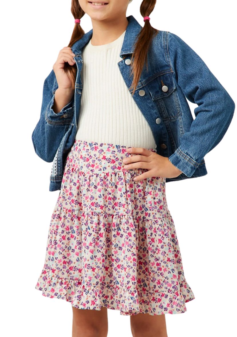 Toddler Girls Ditsy Floral Printed Ruffle Skirt