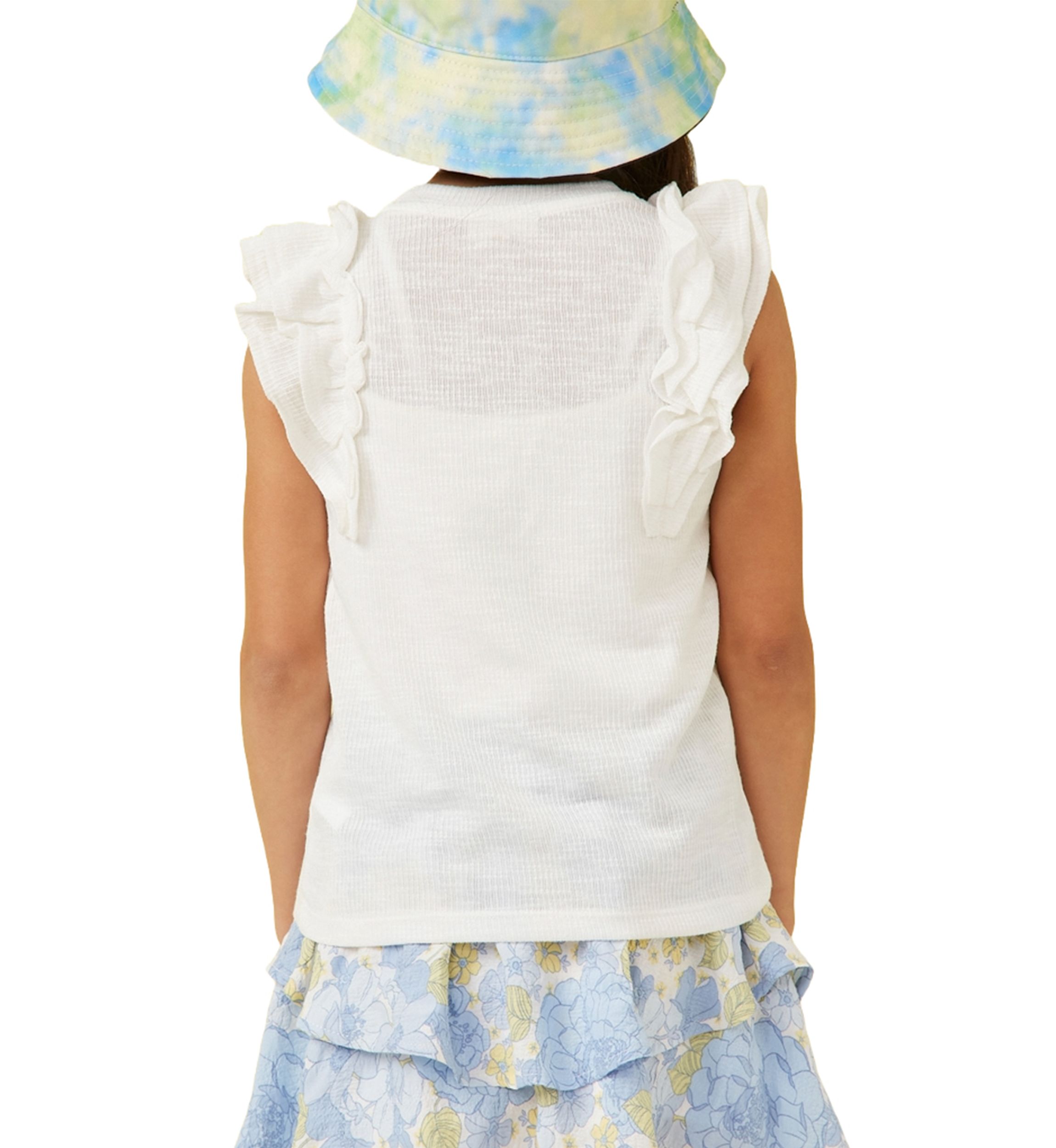 Girls 7-16 Marled Textured Ruffle Rib Knit Tank Top