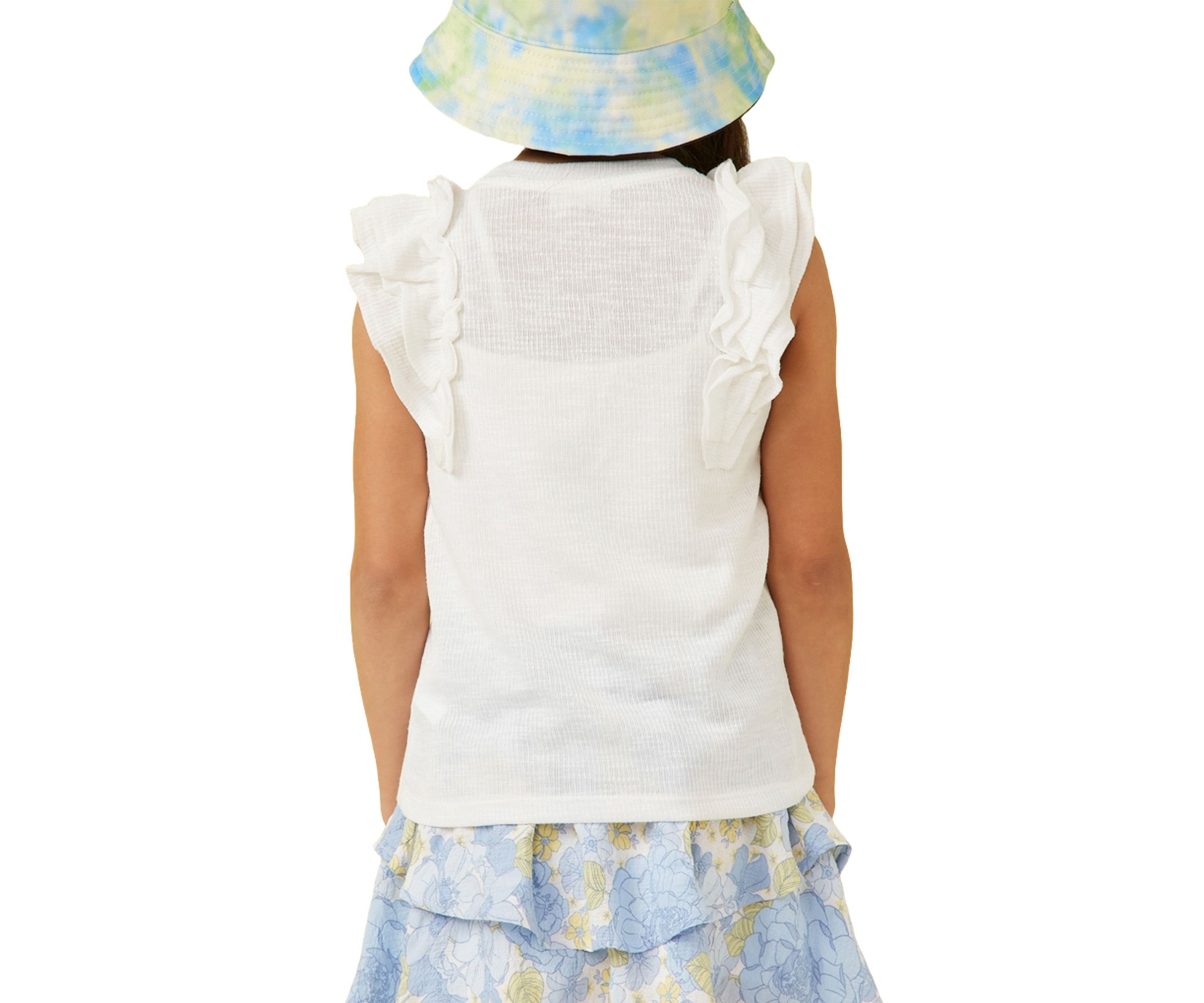 Girls 7-16 Marled Textured Ruffle Rib Knit Tank Top