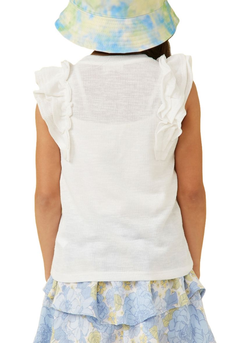 Girls 7-16 Marled Textured Ruffle Rib Knit Tank Top
