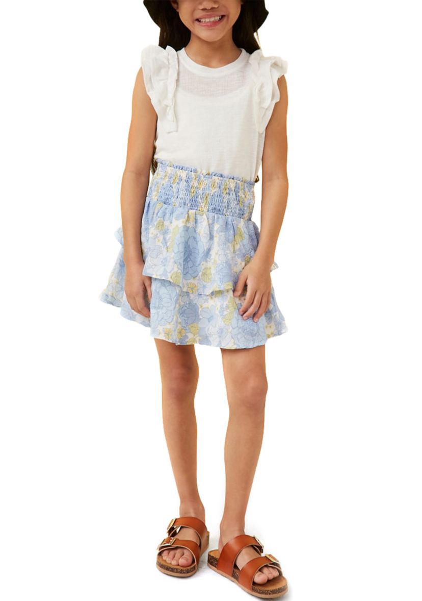 Girls 7-16 Marled Textured Ruffle Rib Knit Tank Top