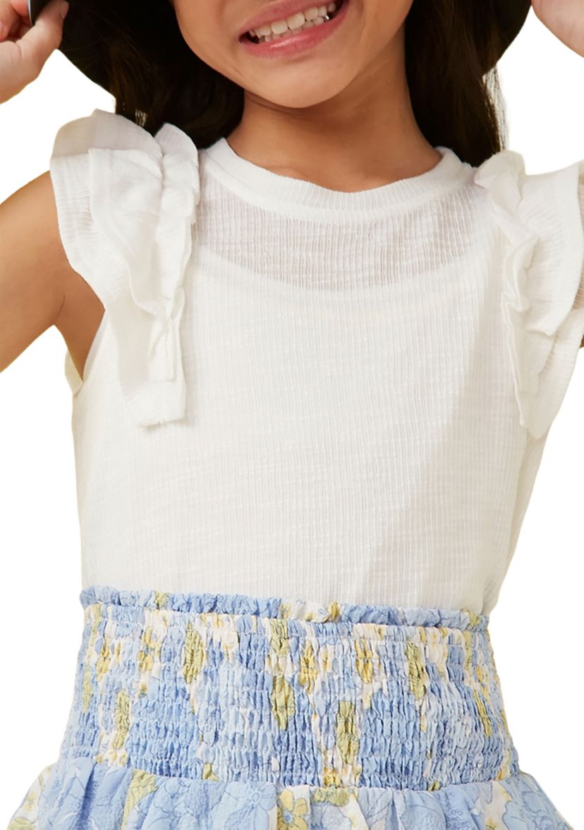 Girls 7-16 Marled Textured Ruffle Rib Knit Tank Top