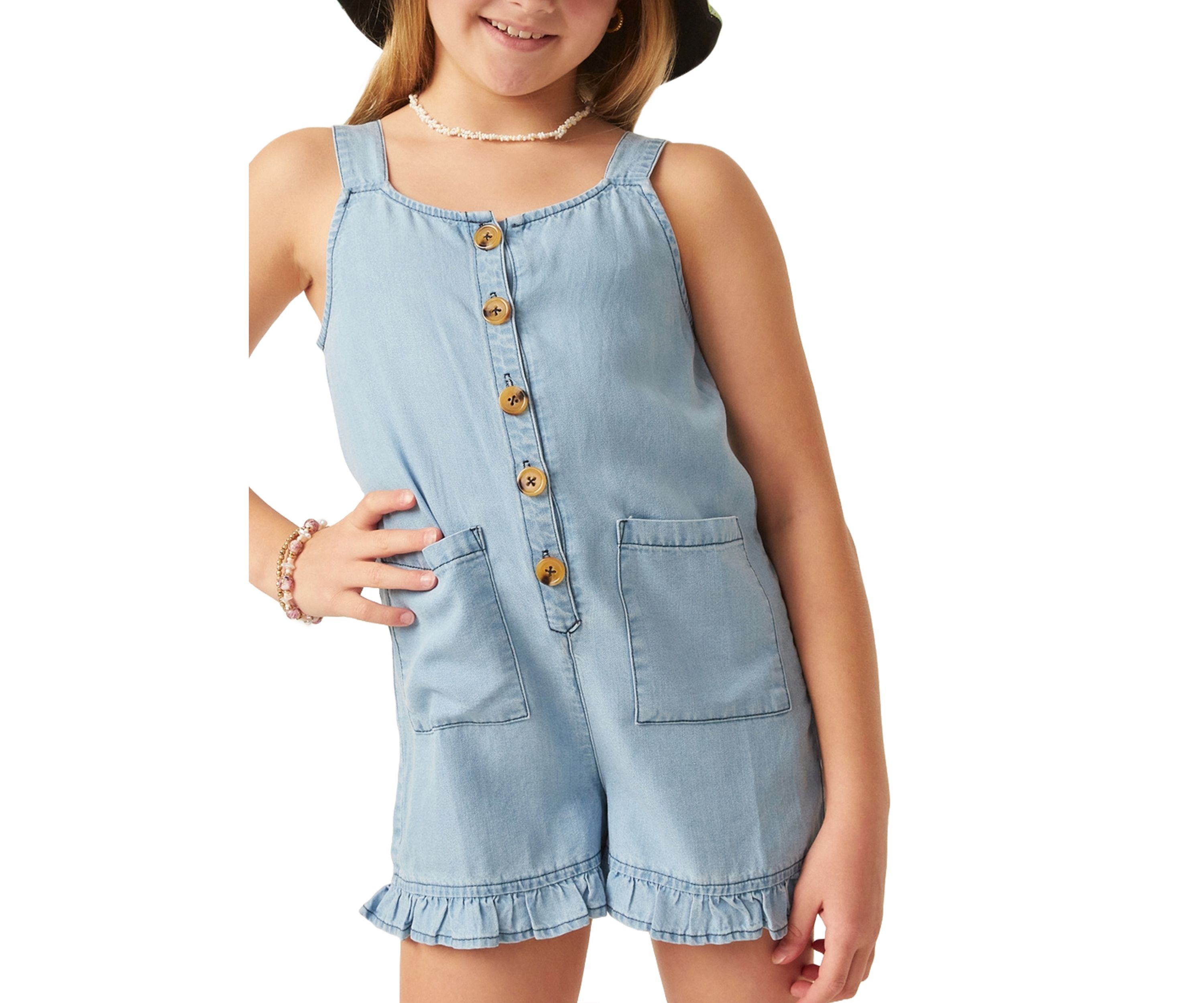 Girls 7-16 Tencel Ruffle Hem Jumpsuit