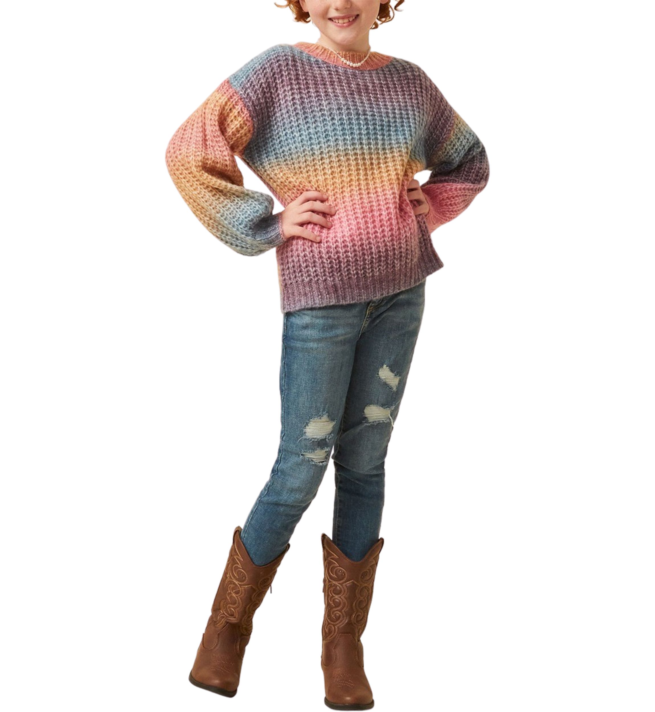Girls 7-16 Ombré Stripe Sweater