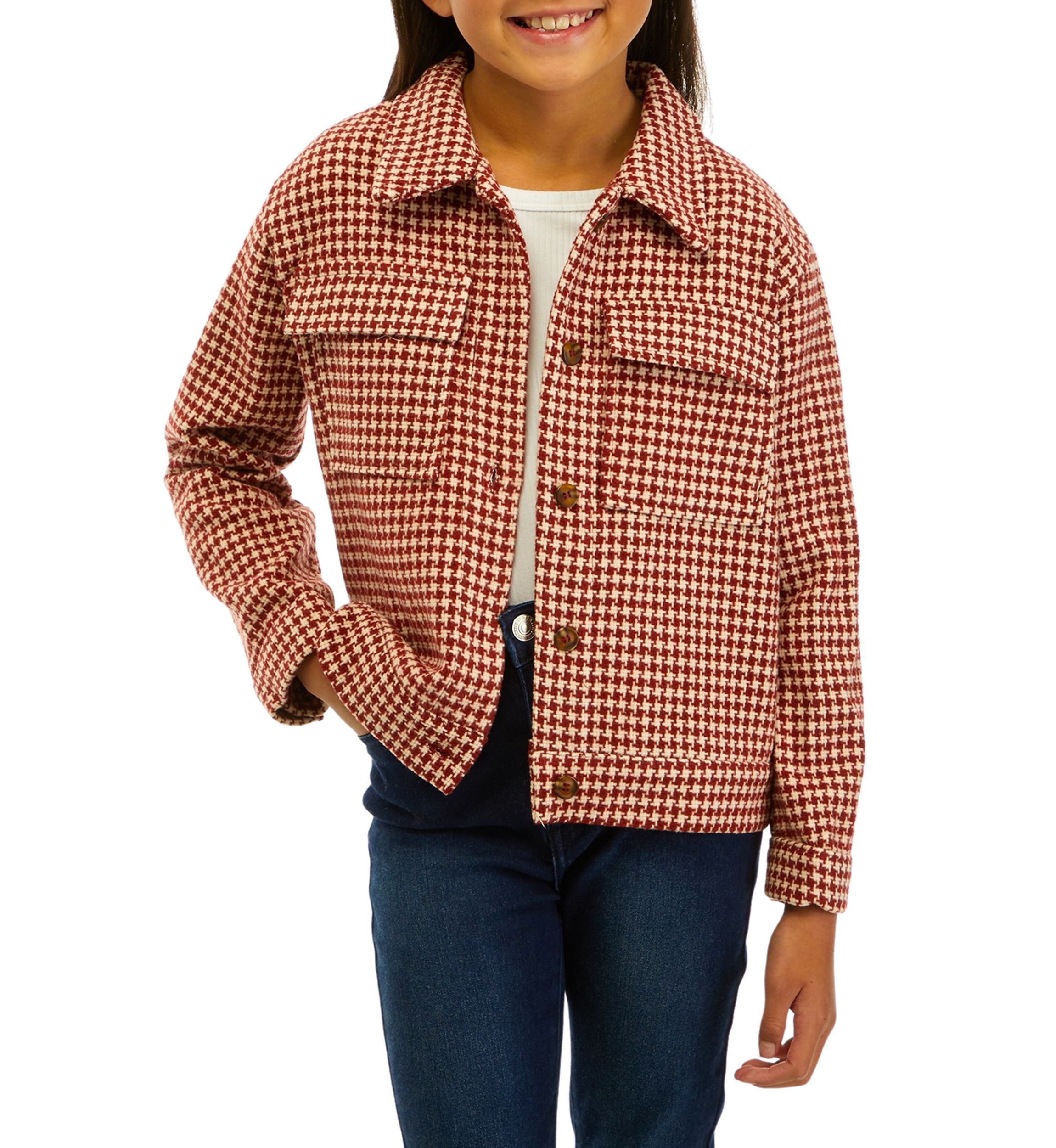 Girls 7-16 Houndstooth Jacket