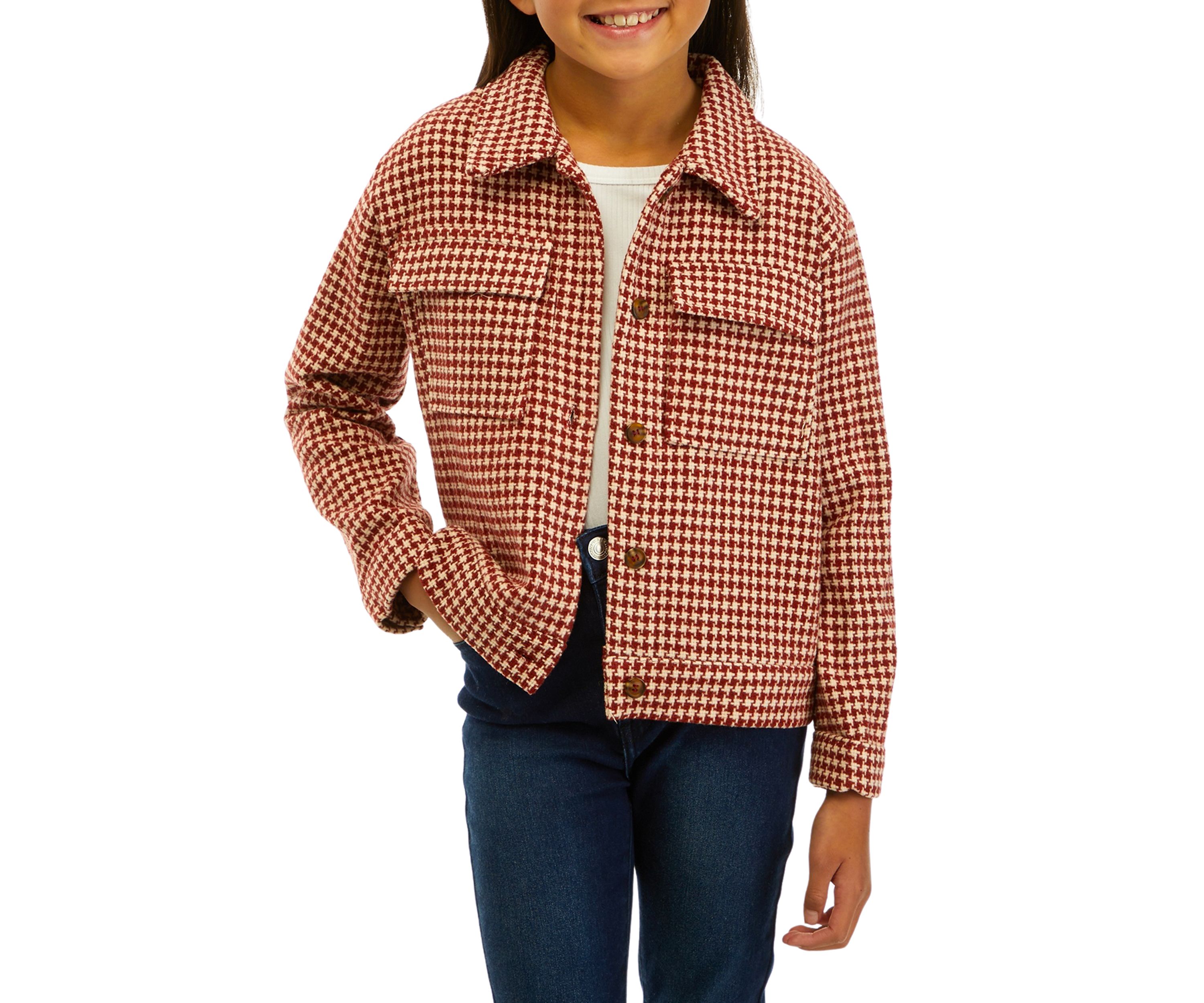 Girls 7-16 Houndstooth Jacket