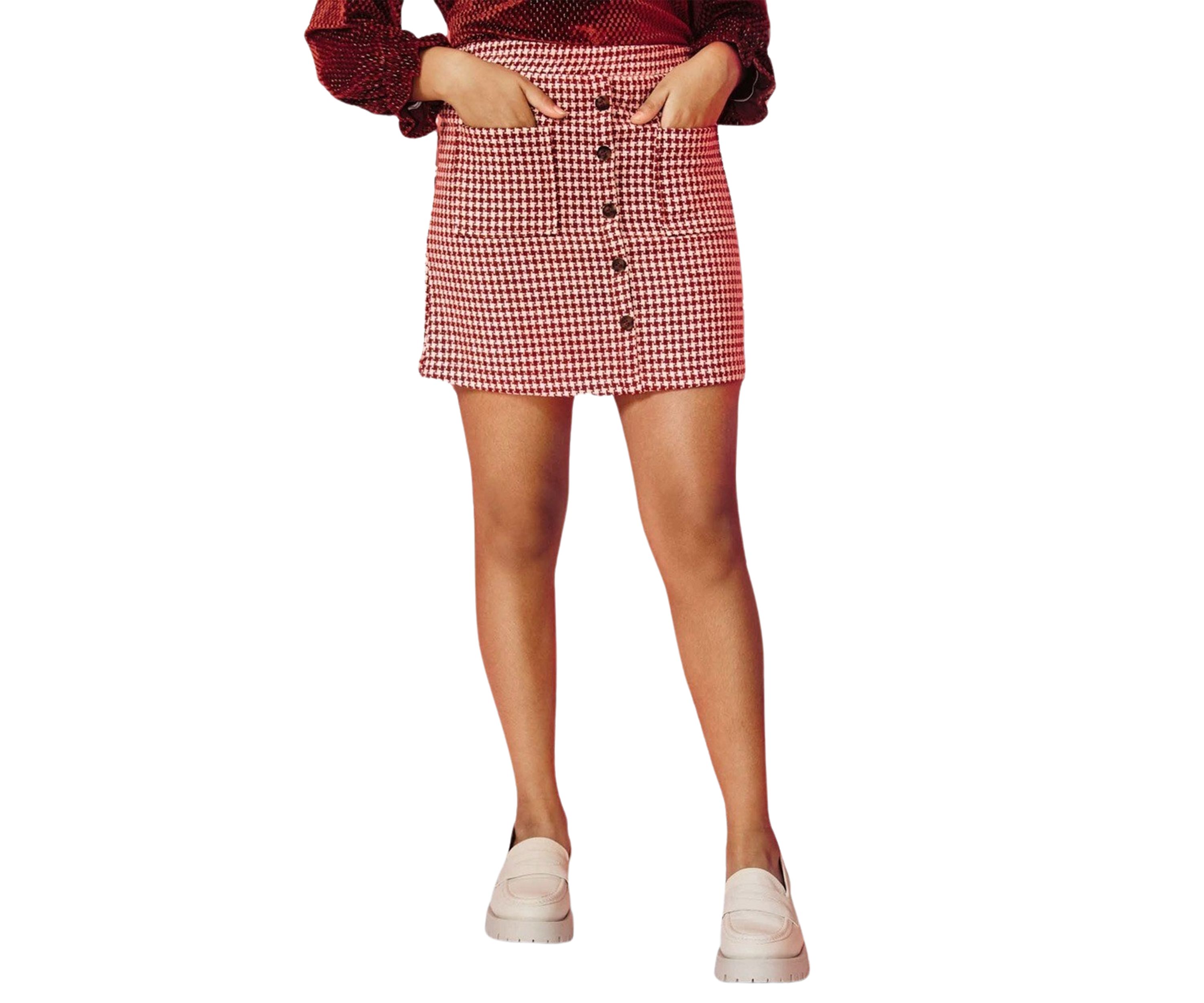 Girls 7-16 Houndstooth Skirt 