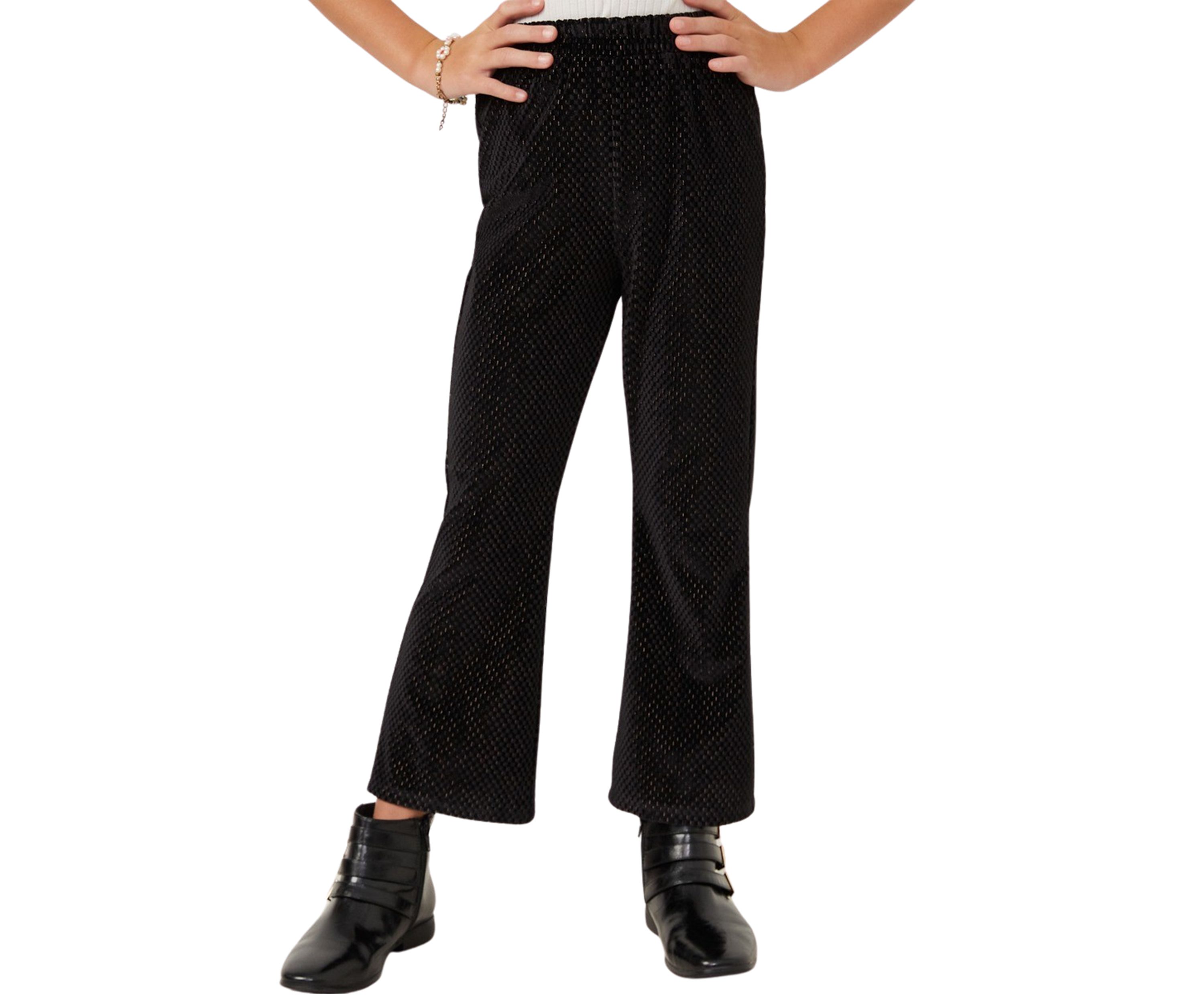 Girls 7-16 Textured Velvet Wide Leg Pants 