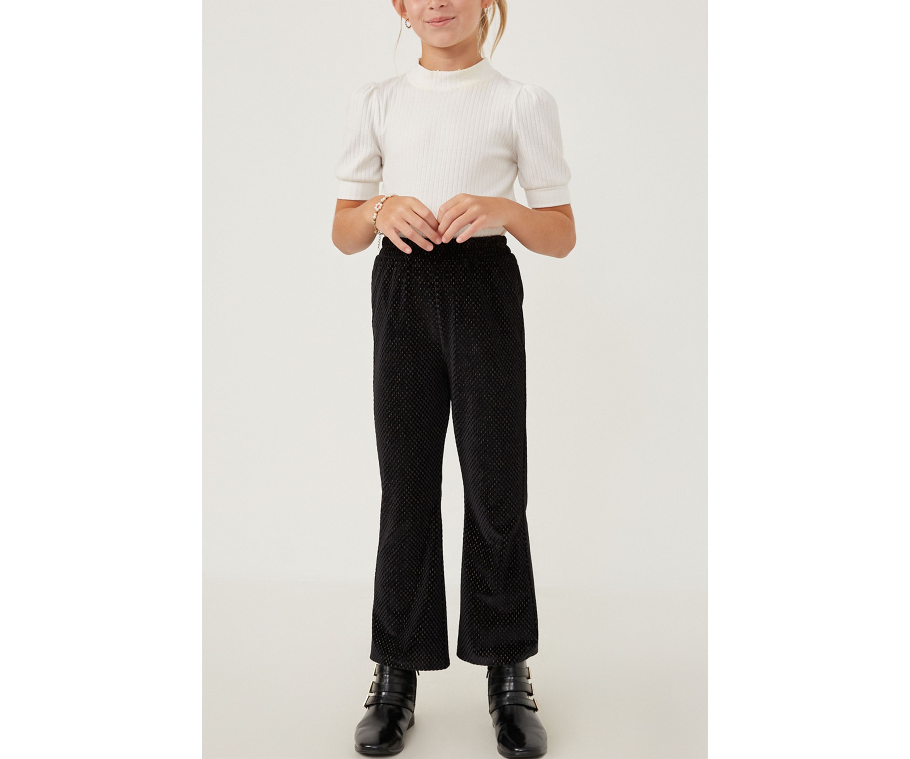 Girls 7-16 Textured Velvet Wide Leg Pants 