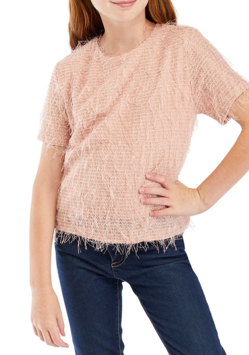 Girls 7-16 Textured Fringe Top