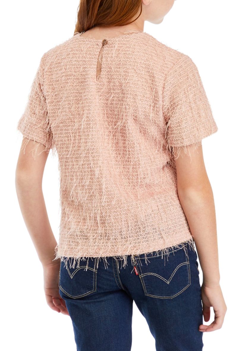 Girls 7-16 Textured Fringe Top