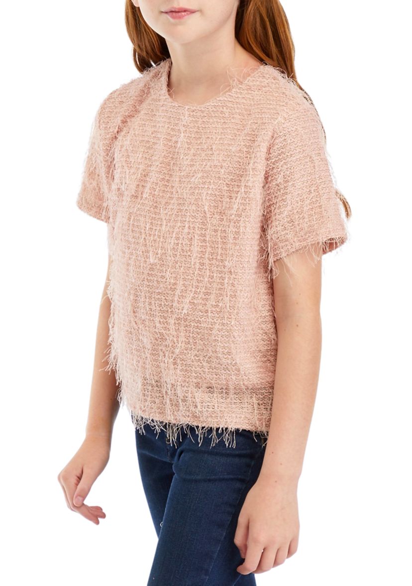 Girls 7-16 Textured Fringe Top