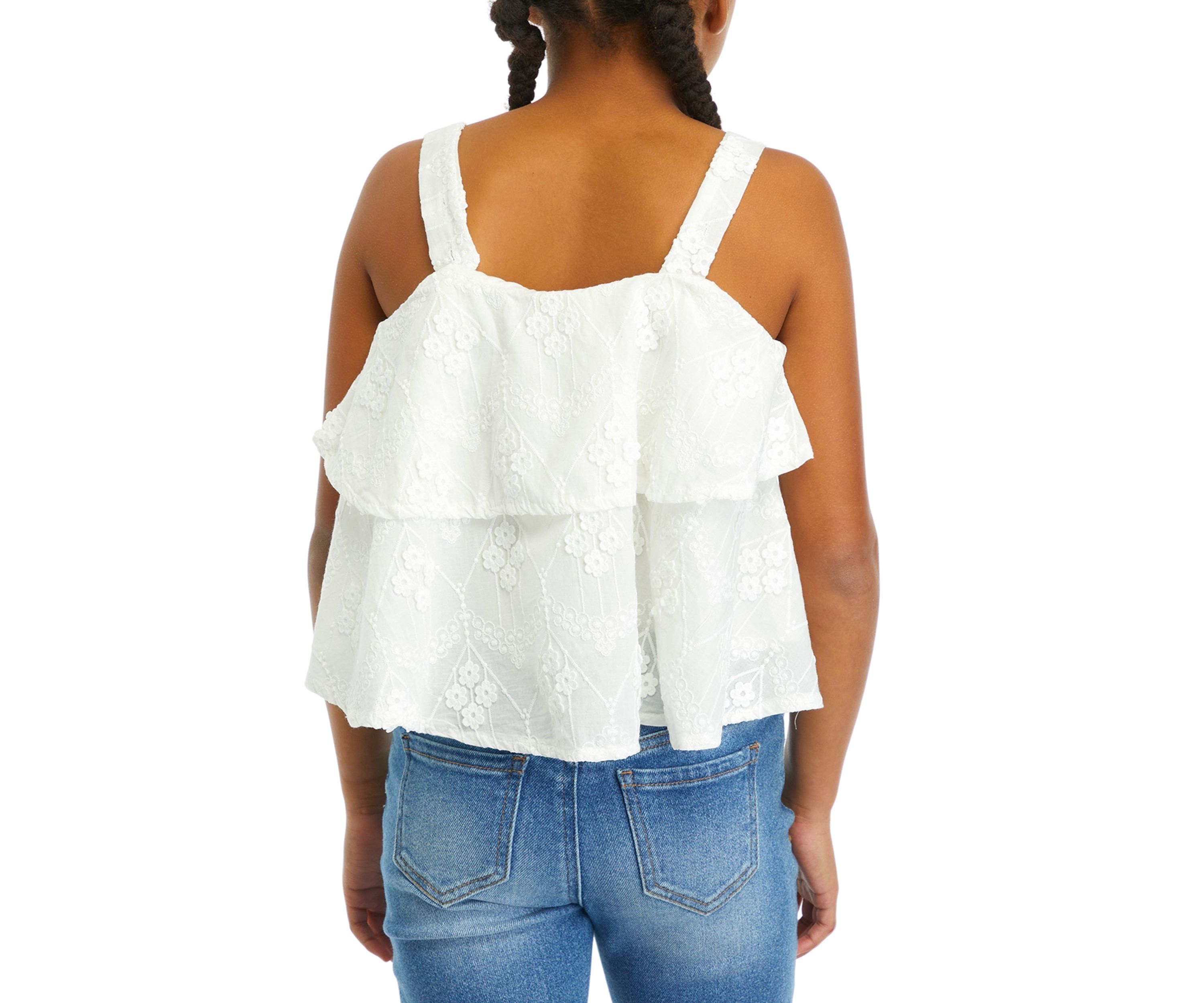 Girls 7-16 Floral Eyelet Tiered Tank 