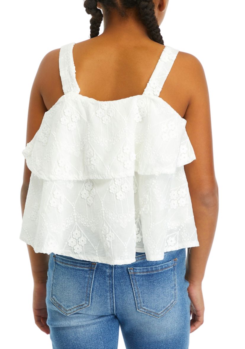 Girls 7-16 Floral Eyelet Tiered Tank 