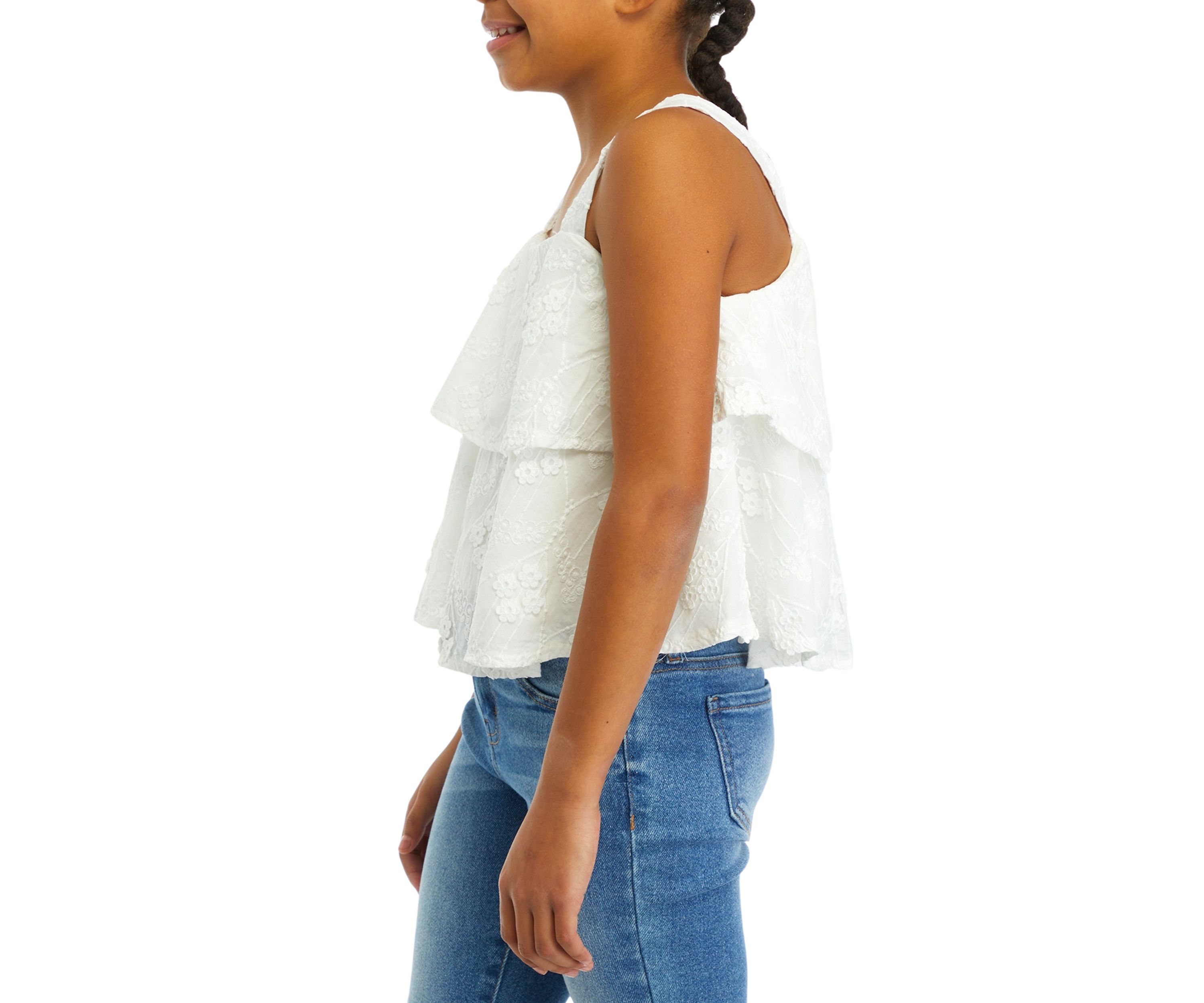 Girls 7-16 Floral Eyelet Tiered Tank 
