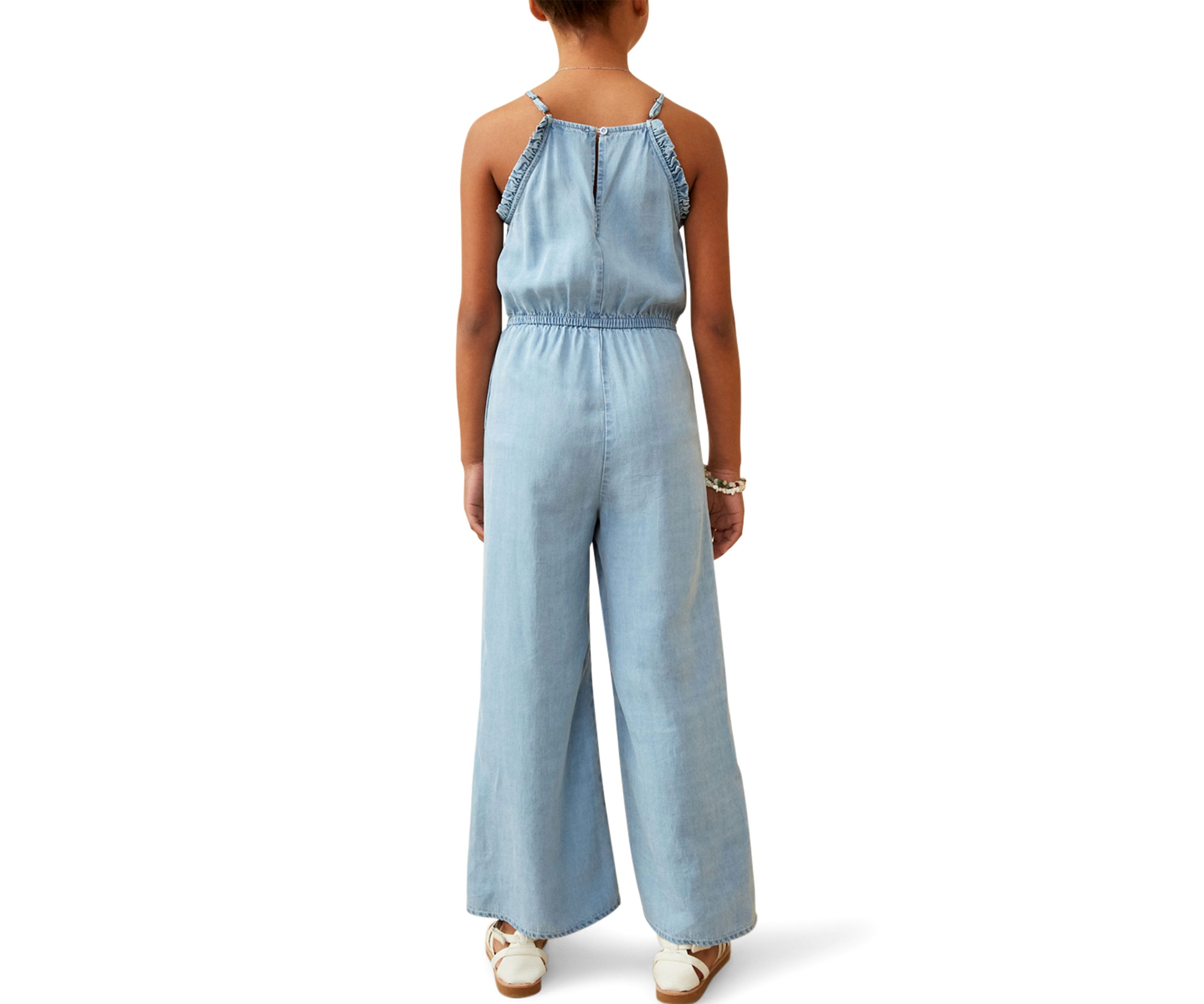 Girls 7-16 Ruffled Halter Wide Leg Jumpsuit