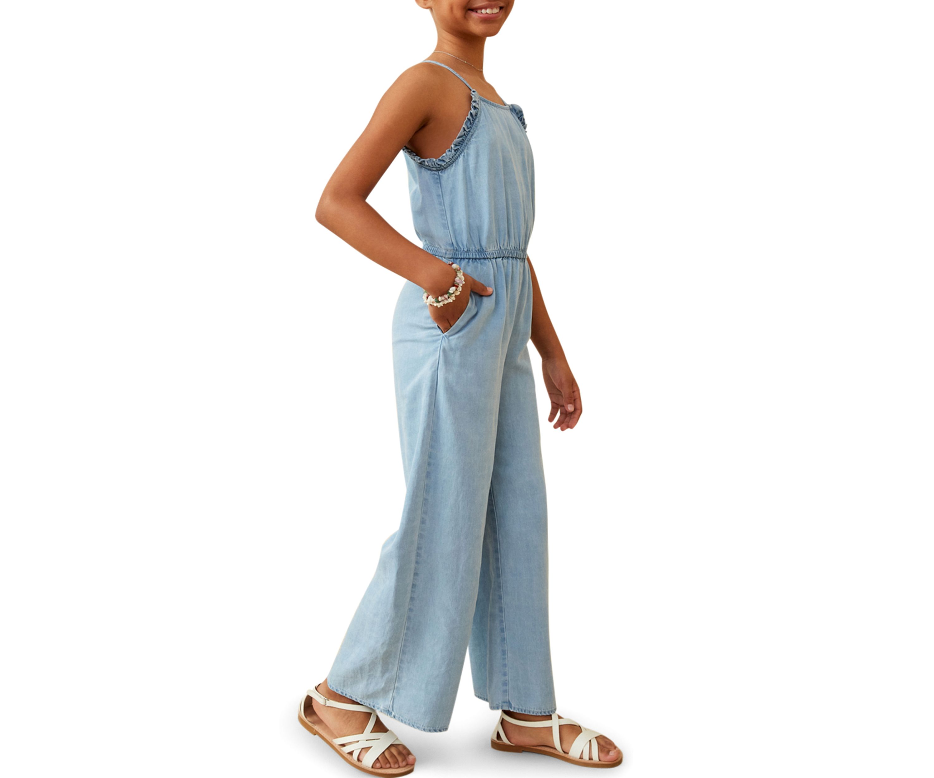 Girls 7-16 Ruffled Halter Wide Leg Jumpsuit