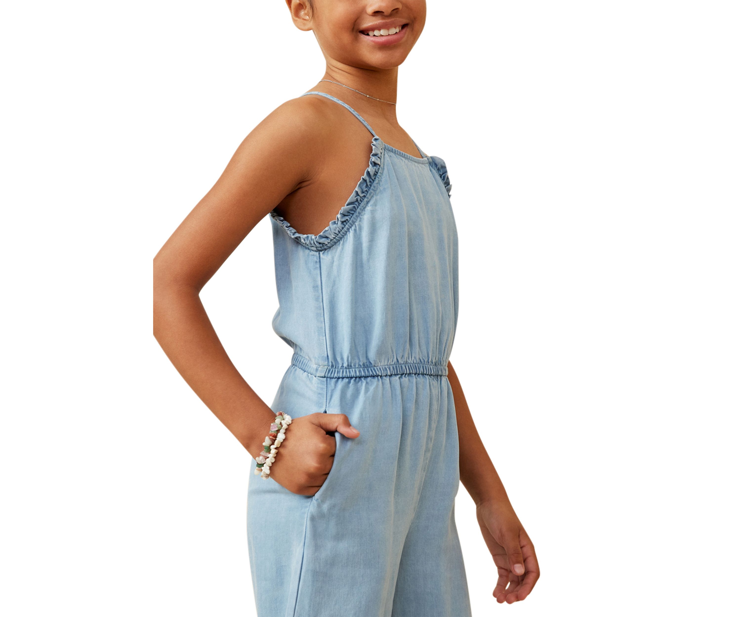 Girls 7-16 Ruffled Halter Wide Leg Jumpsuit