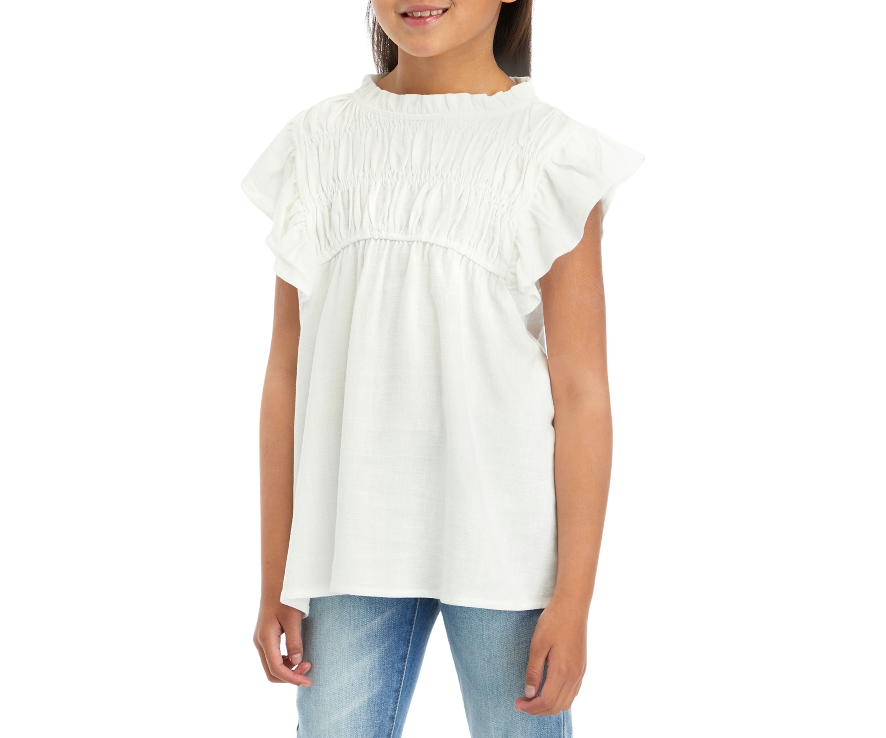 Girls 7-16 Textured Ruffle Detailed Top