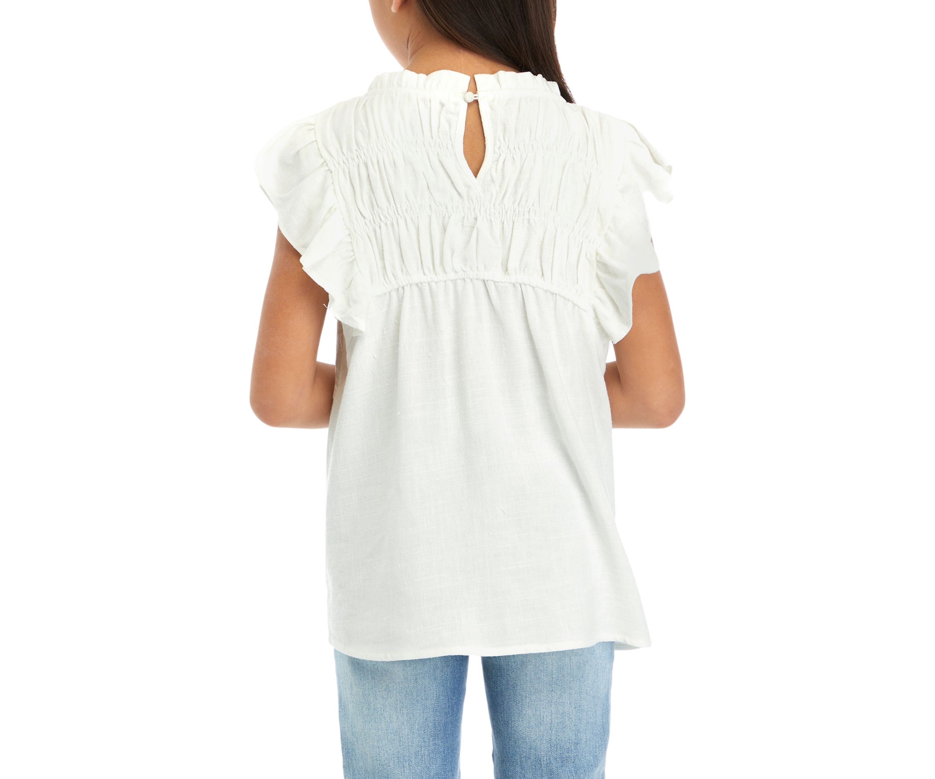 Girls 7-16 Textured Ruffle Detailed Top