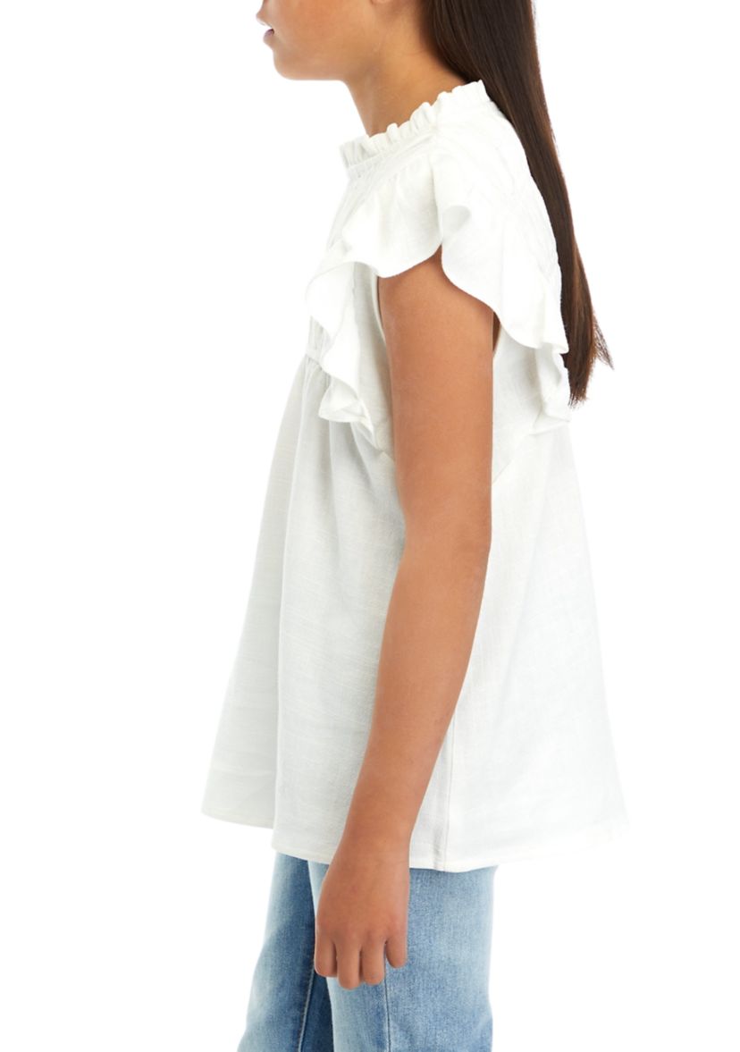 Girls 7-16 Textured Ruffle Detailed Top