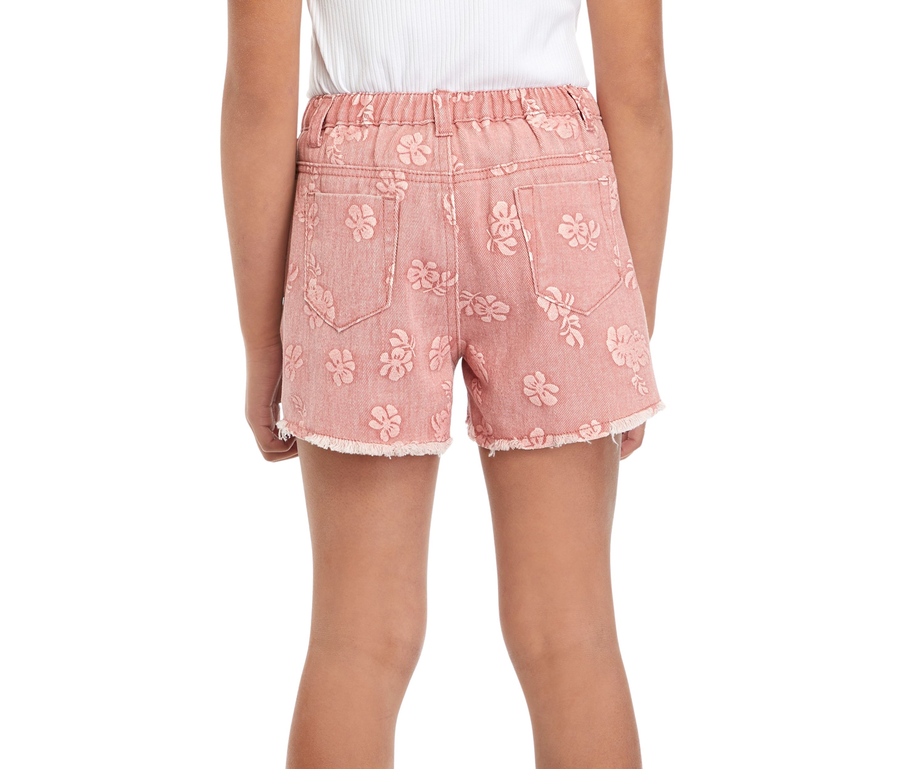Girls 7-16 Floral Printed Denim Shorts