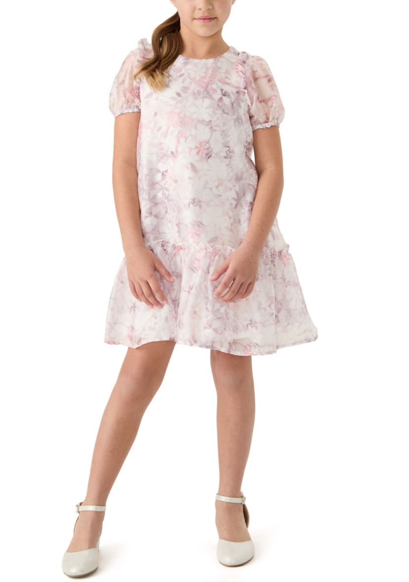 Womens Puff Sleeve Floral Dress