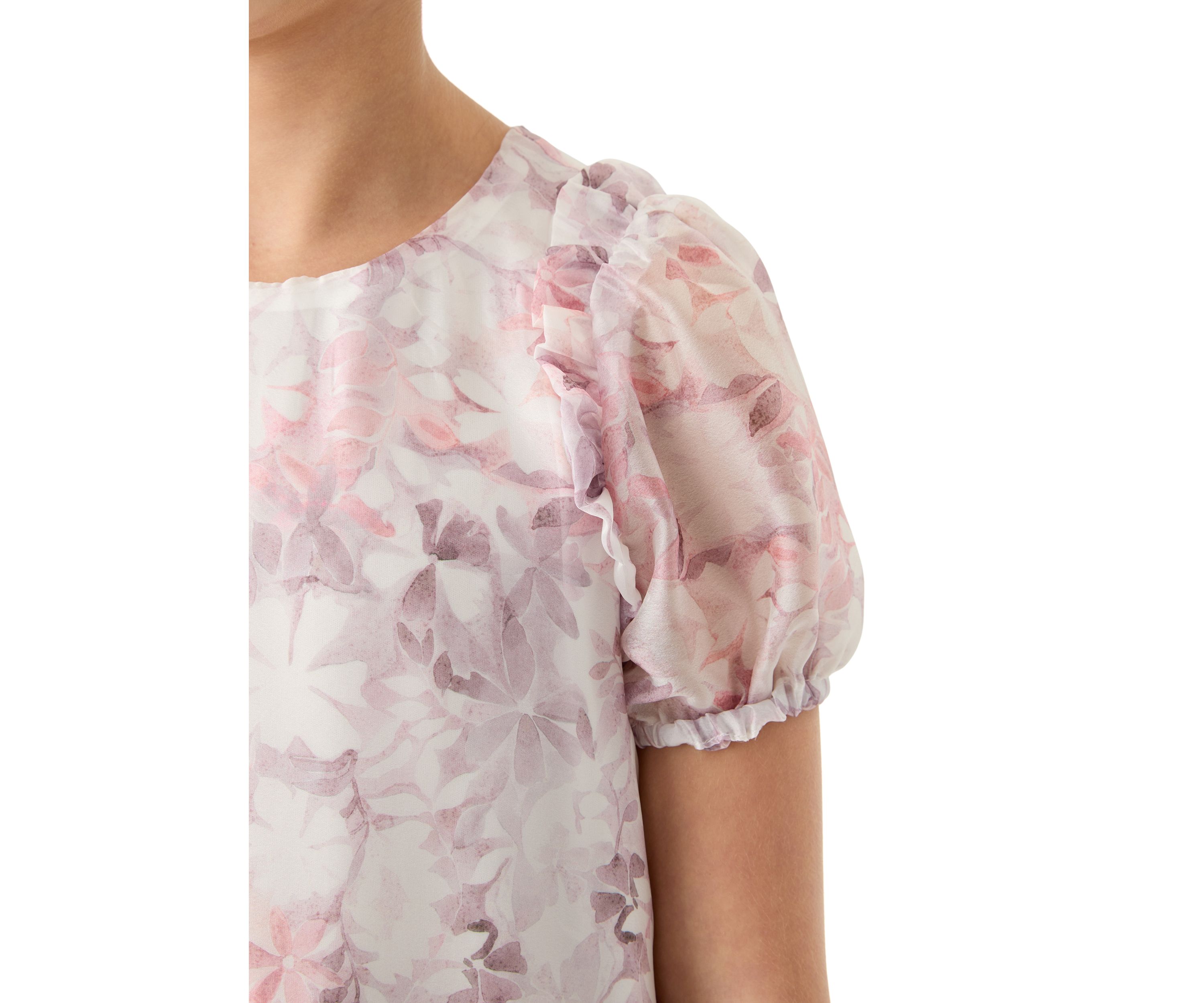 Womens Puff Sleeve Floral Dress