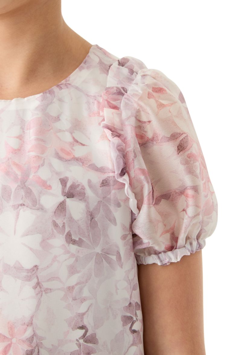 Womens Puff Sleeve Floral Dress